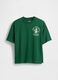 T-shirt verde in cotone con stampa_0