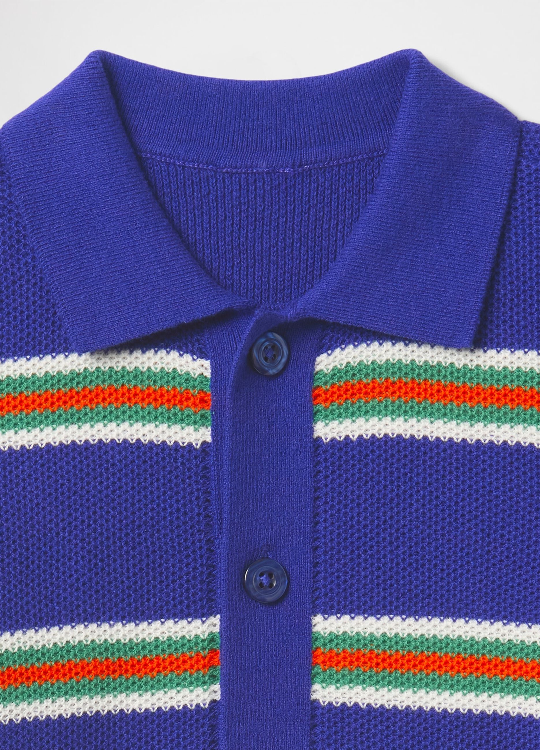 Polo a righe multicolor in puro cotone_3