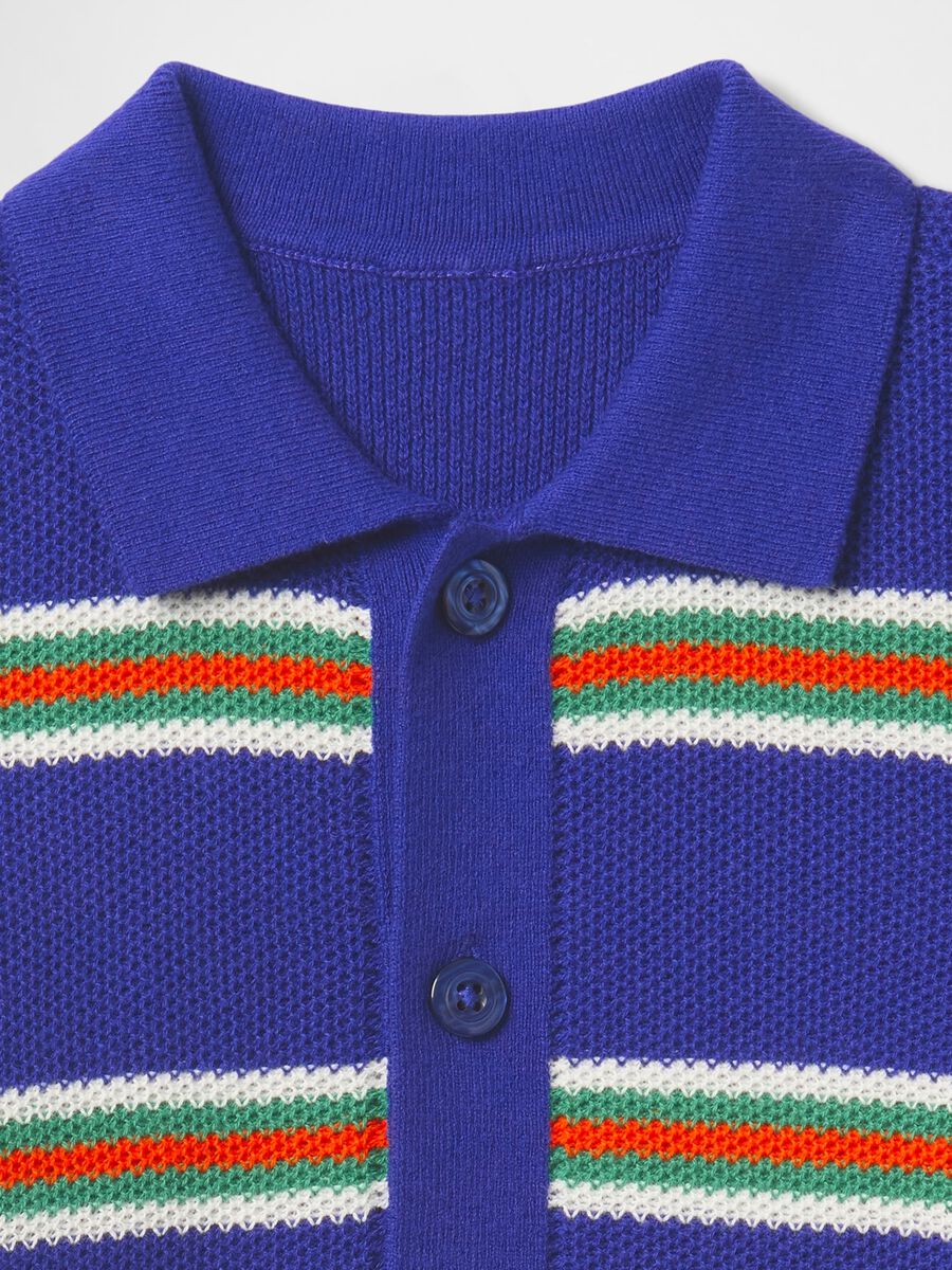 Polo a righe multicolor in puro cotone Bimbo_3