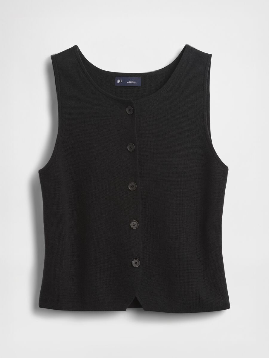 Gilet nero in misto cotone Donna_4