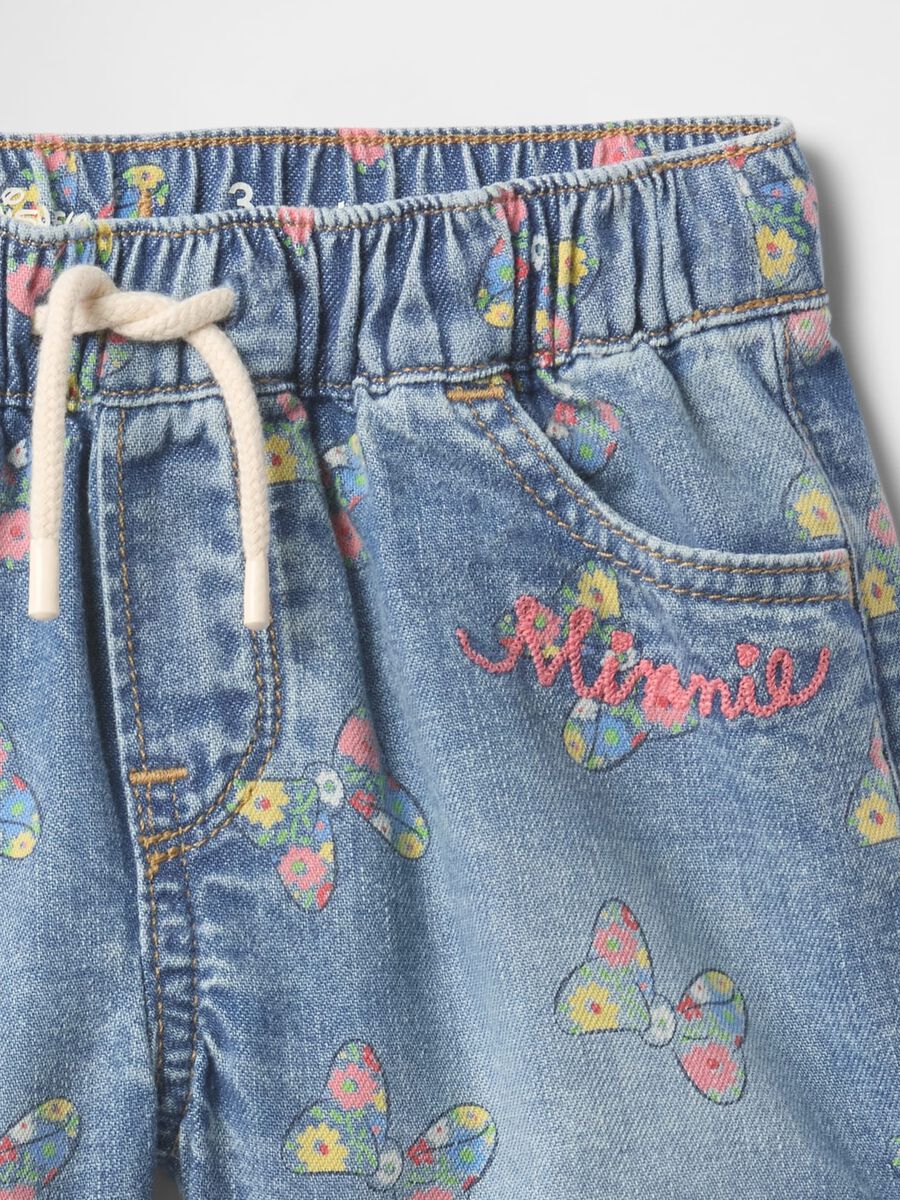 Shorts in denim con stampa farfalle Minnie Bimba_2