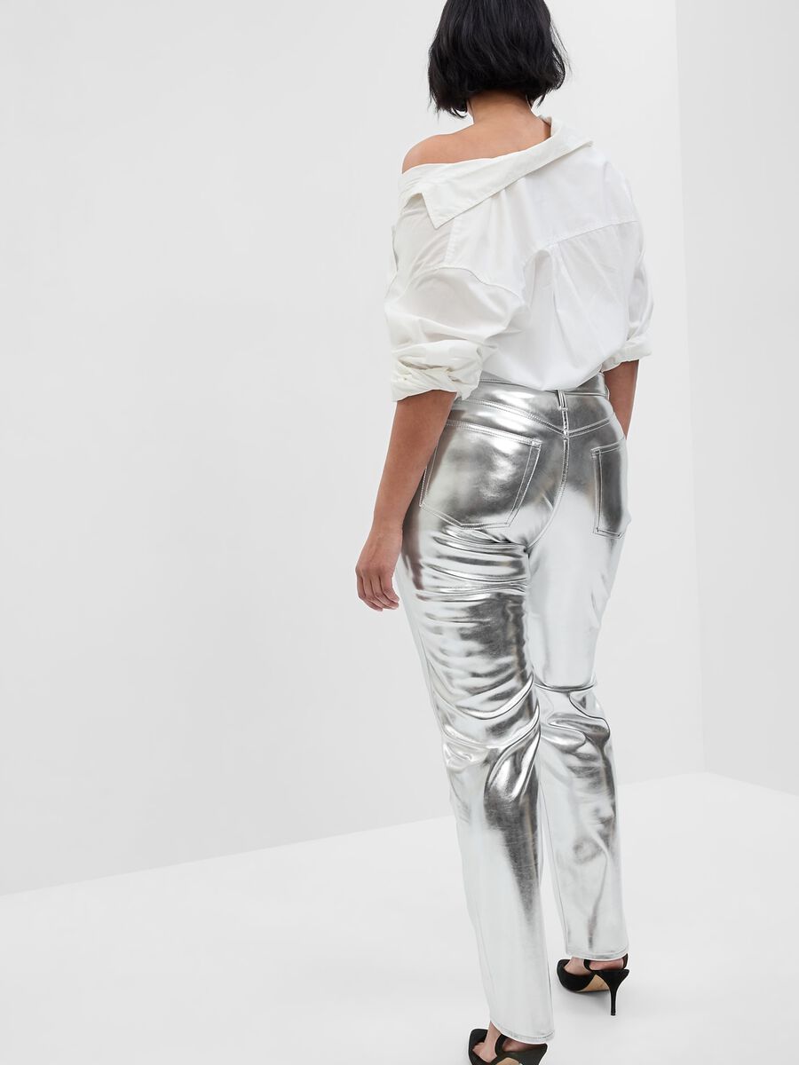 Glossy-effect straight-fit trousers Woman_3