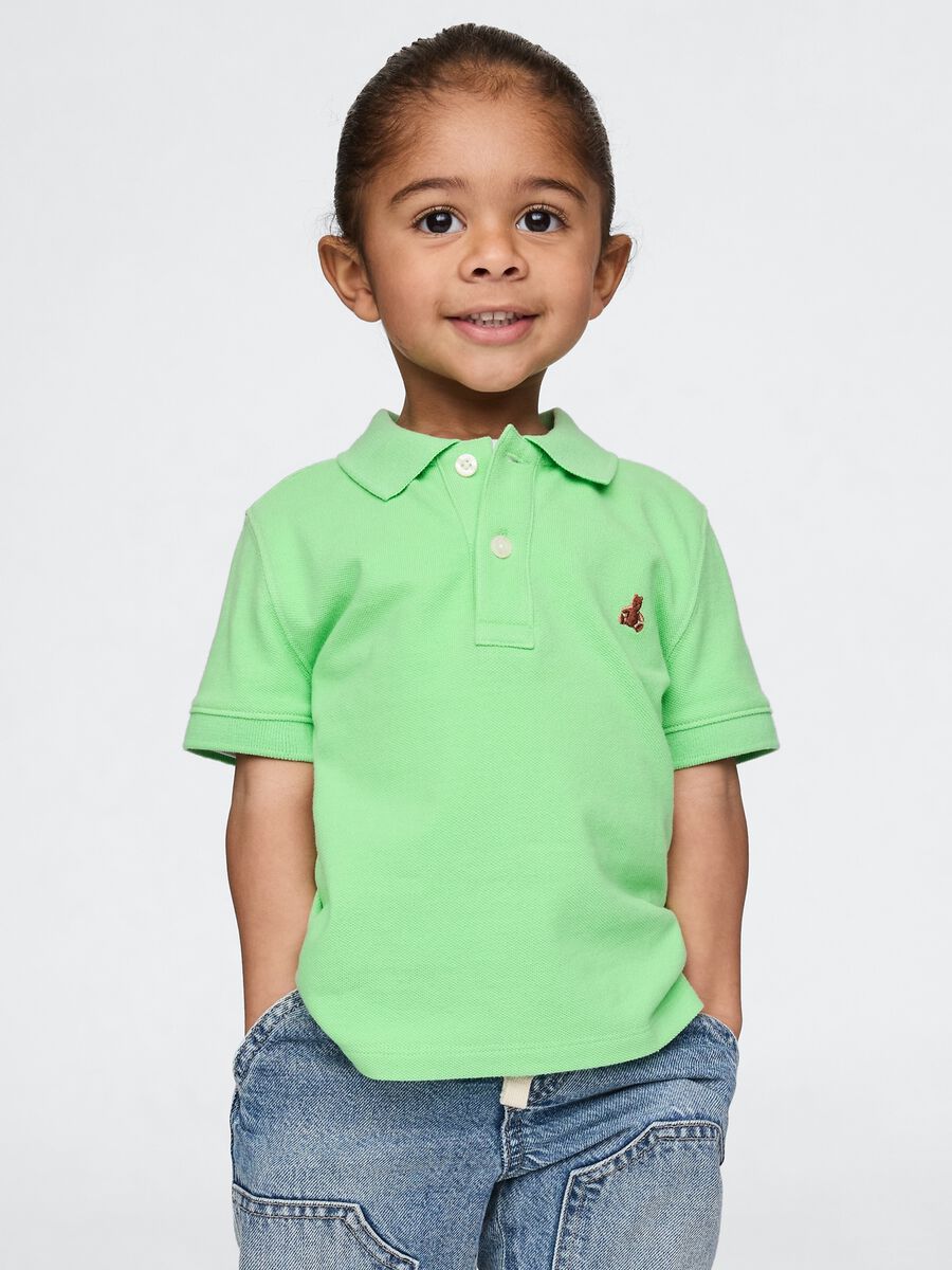 Polo in cotone con ricamo orsetto  Bimbo_0