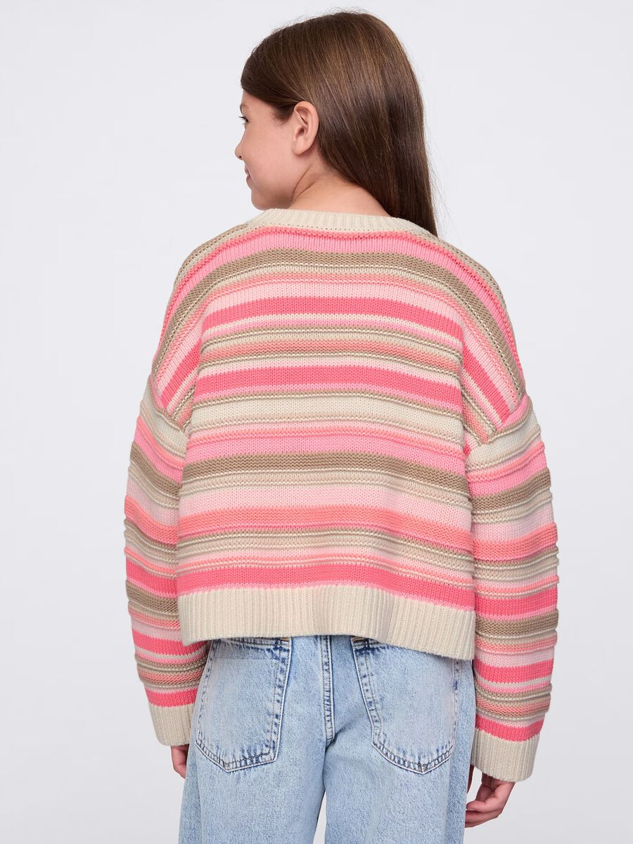 Multicolour Stripe Cotton Jumper Girl_2