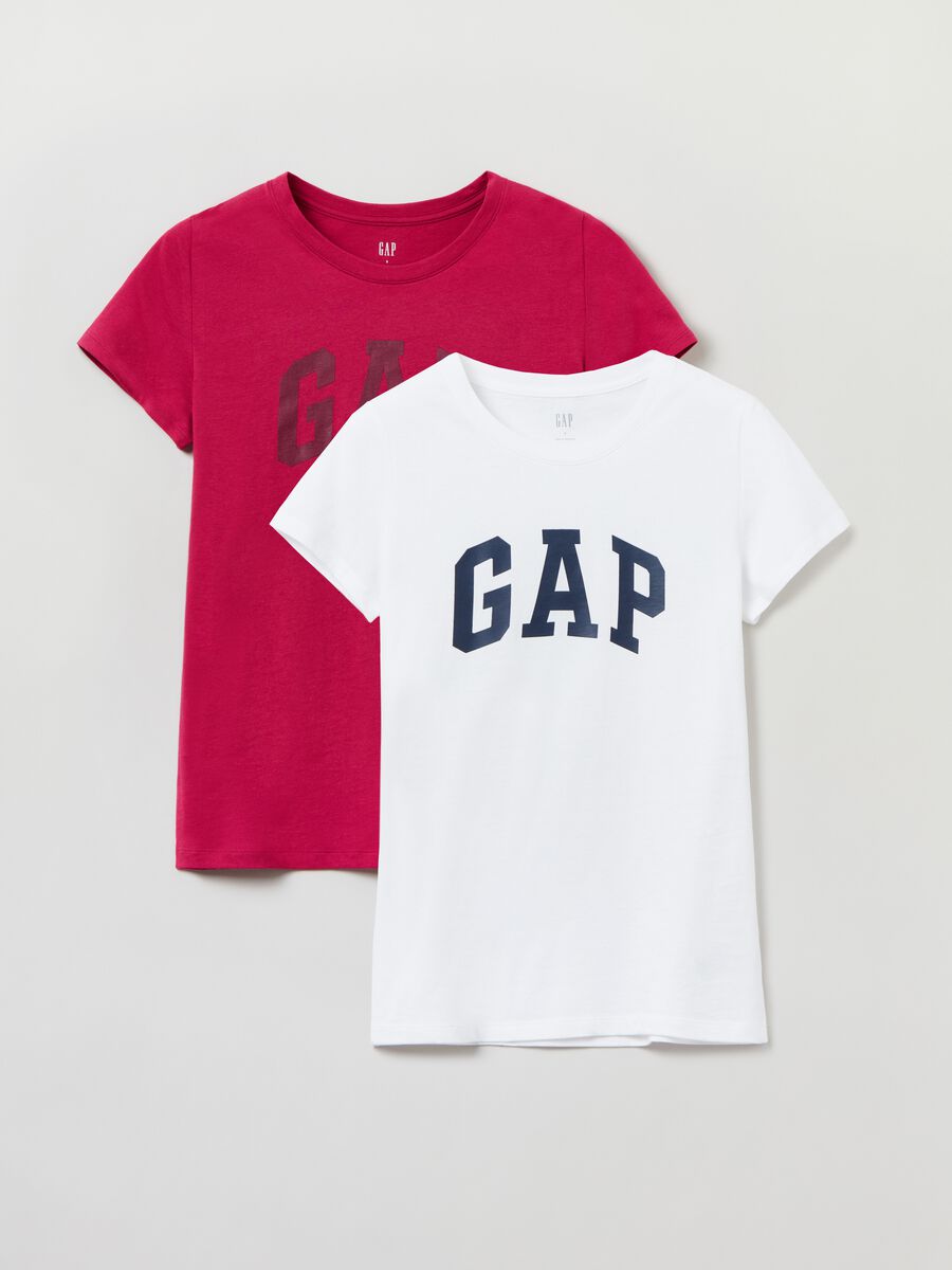 Bipack t-shirt in cotone con stampa logo Donna_0