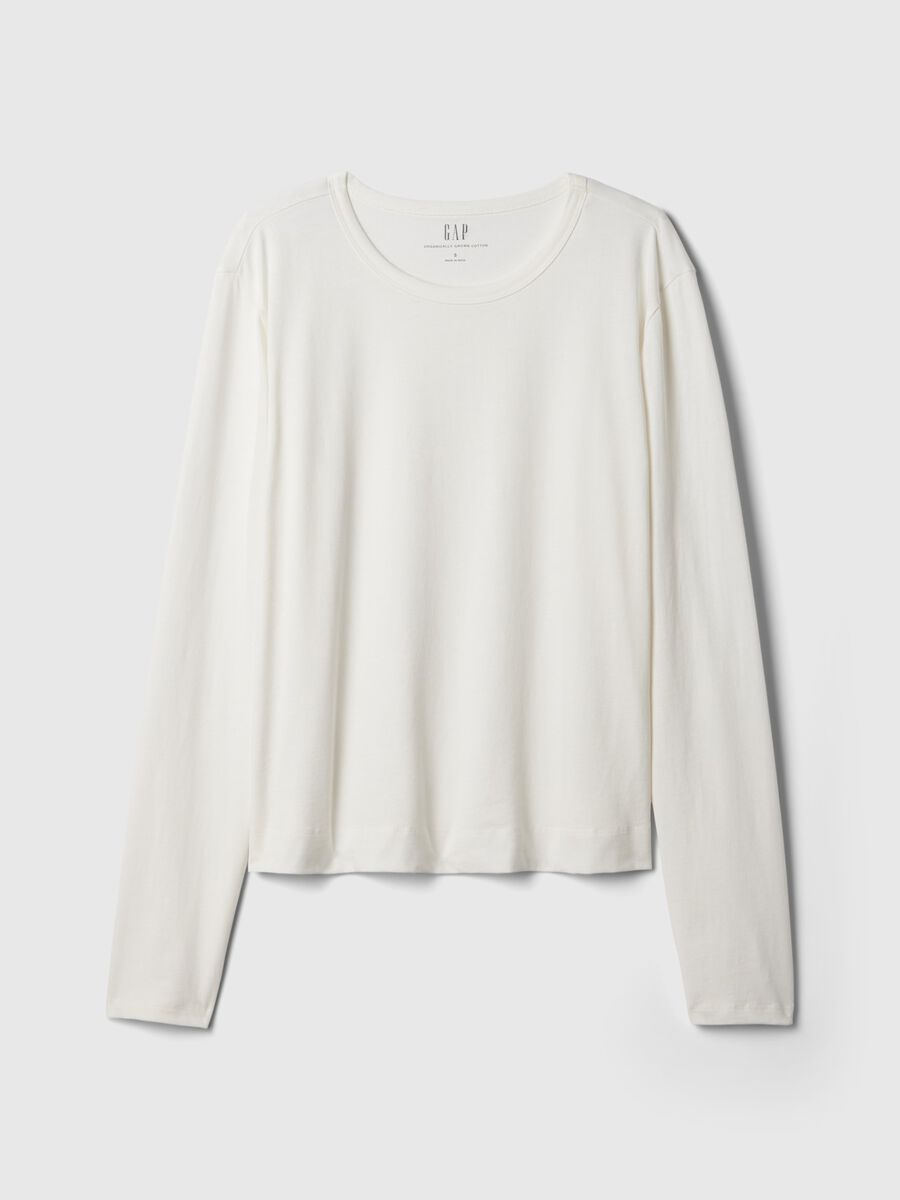 T-shirt a maniche lunghe in cotone Donna_4