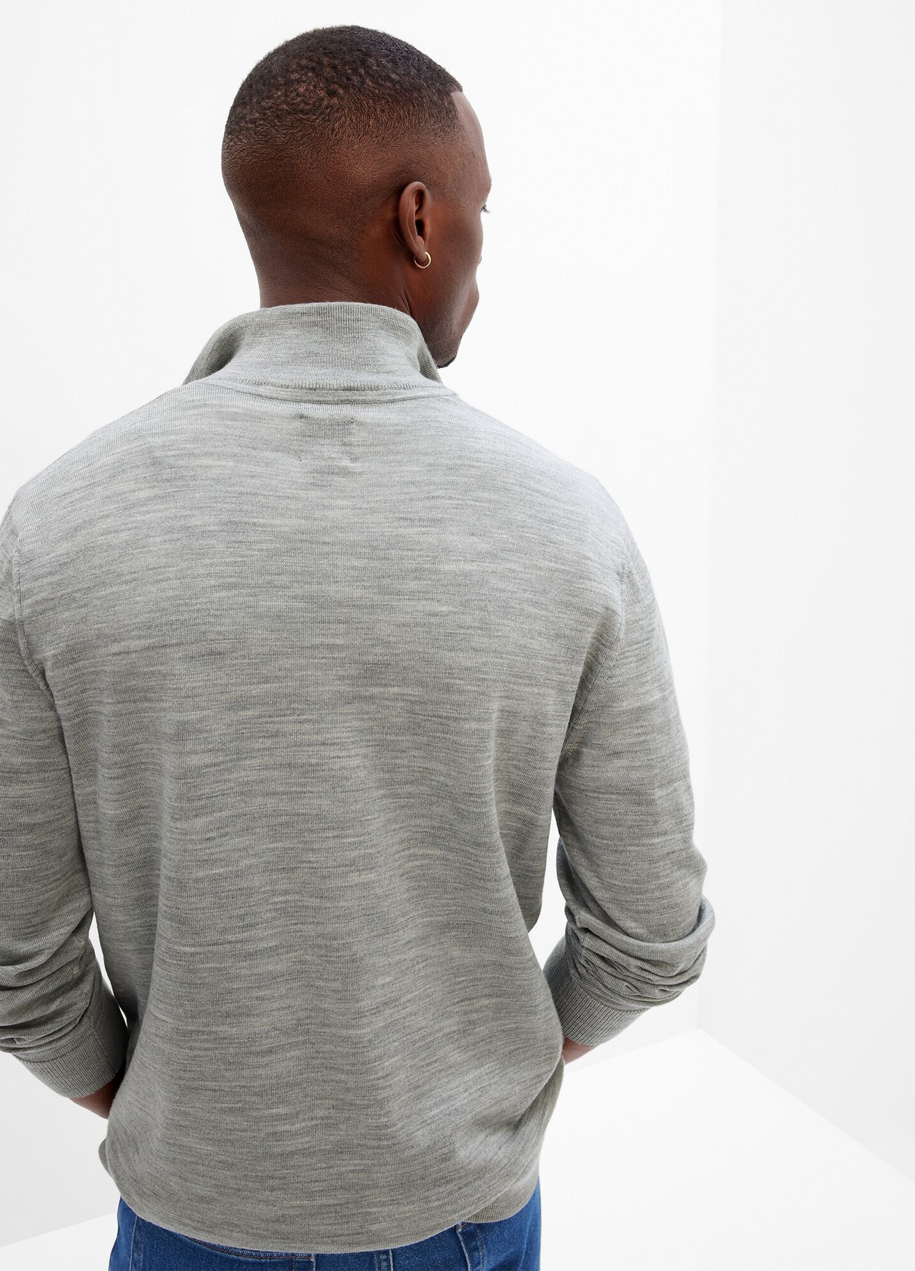 Merino wool pullover with half-zip neck_1