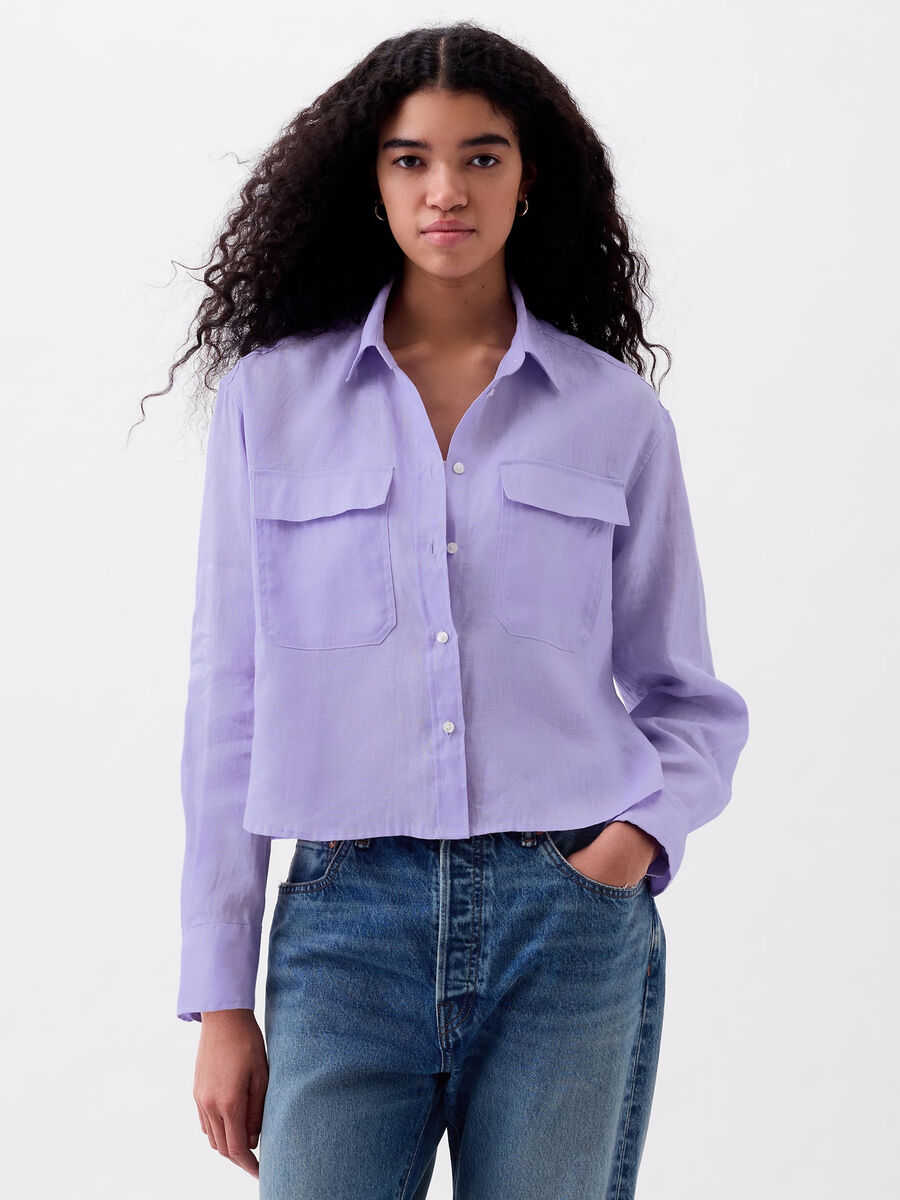 Camicia in lino con tasche Donna_0