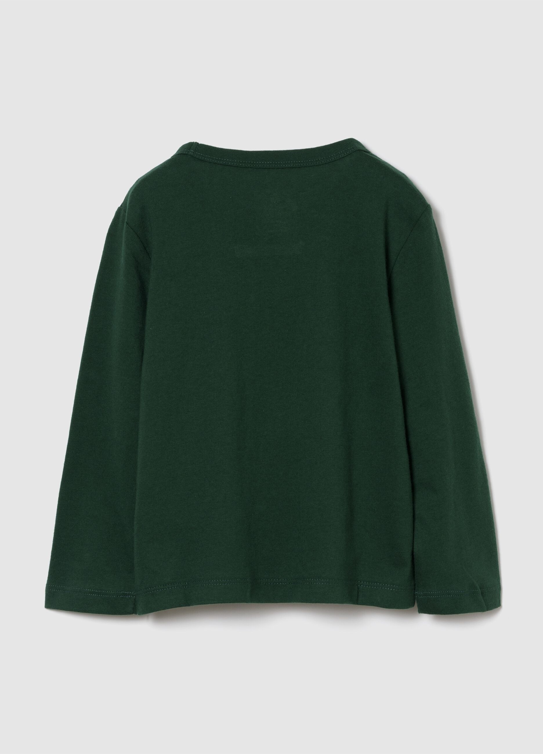 Maglietta verde a maniche lunghe in cotone