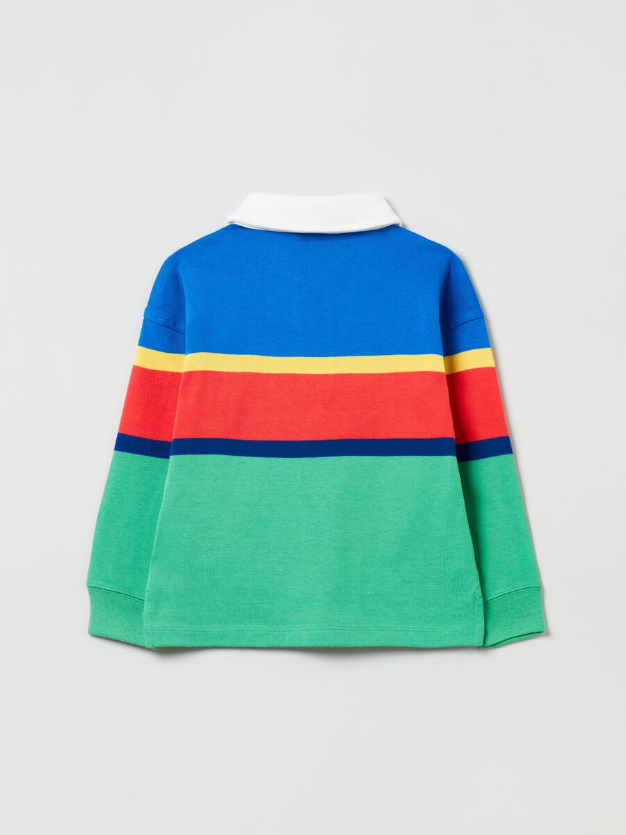 Colourblock polo shirt with teddy bear embroidery Toddler Boy_1