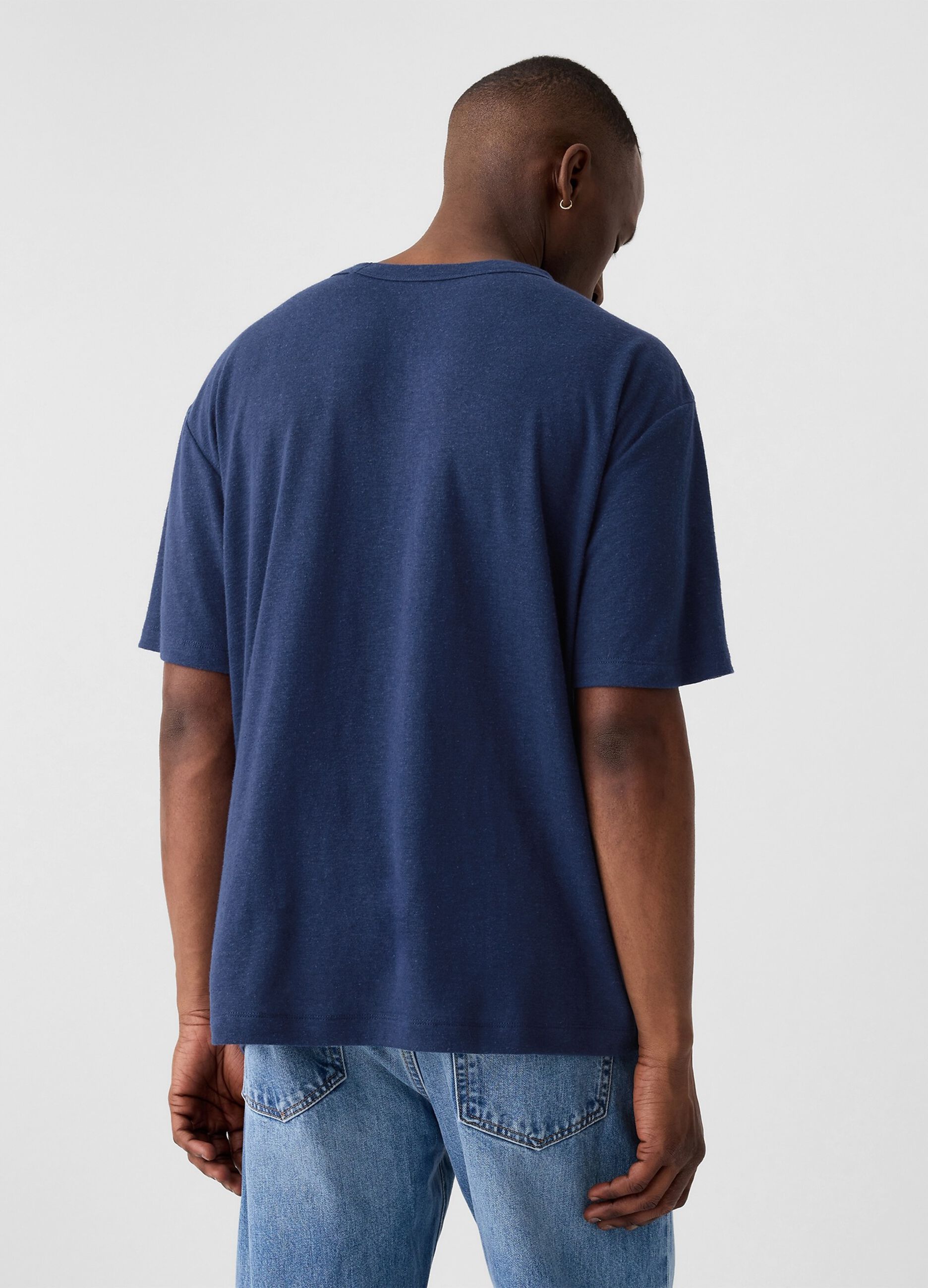T-shirt girocollo in misto lino_1