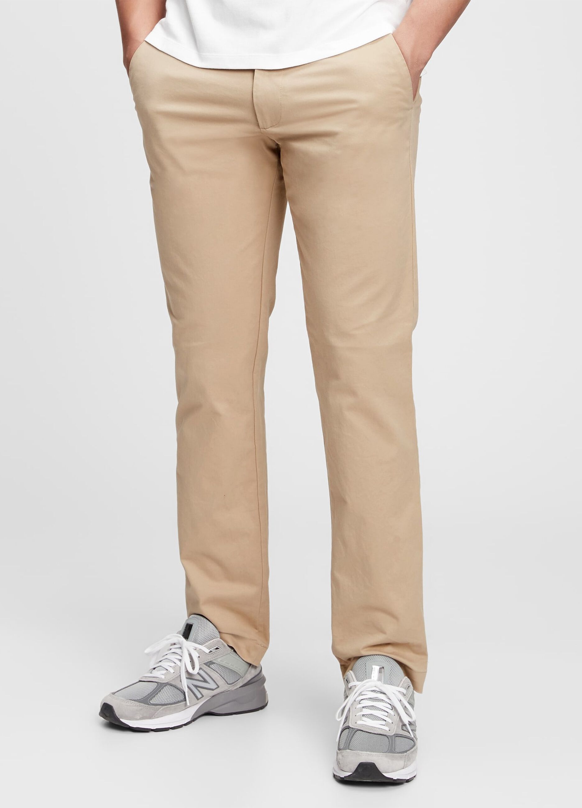 Pantaloni straight fit in cotone stretch