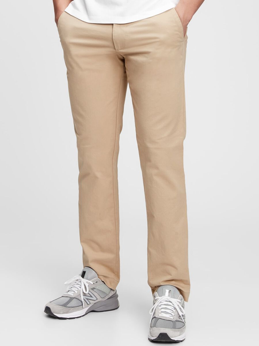 Straight-fit trousers in stretch cotton Man_0