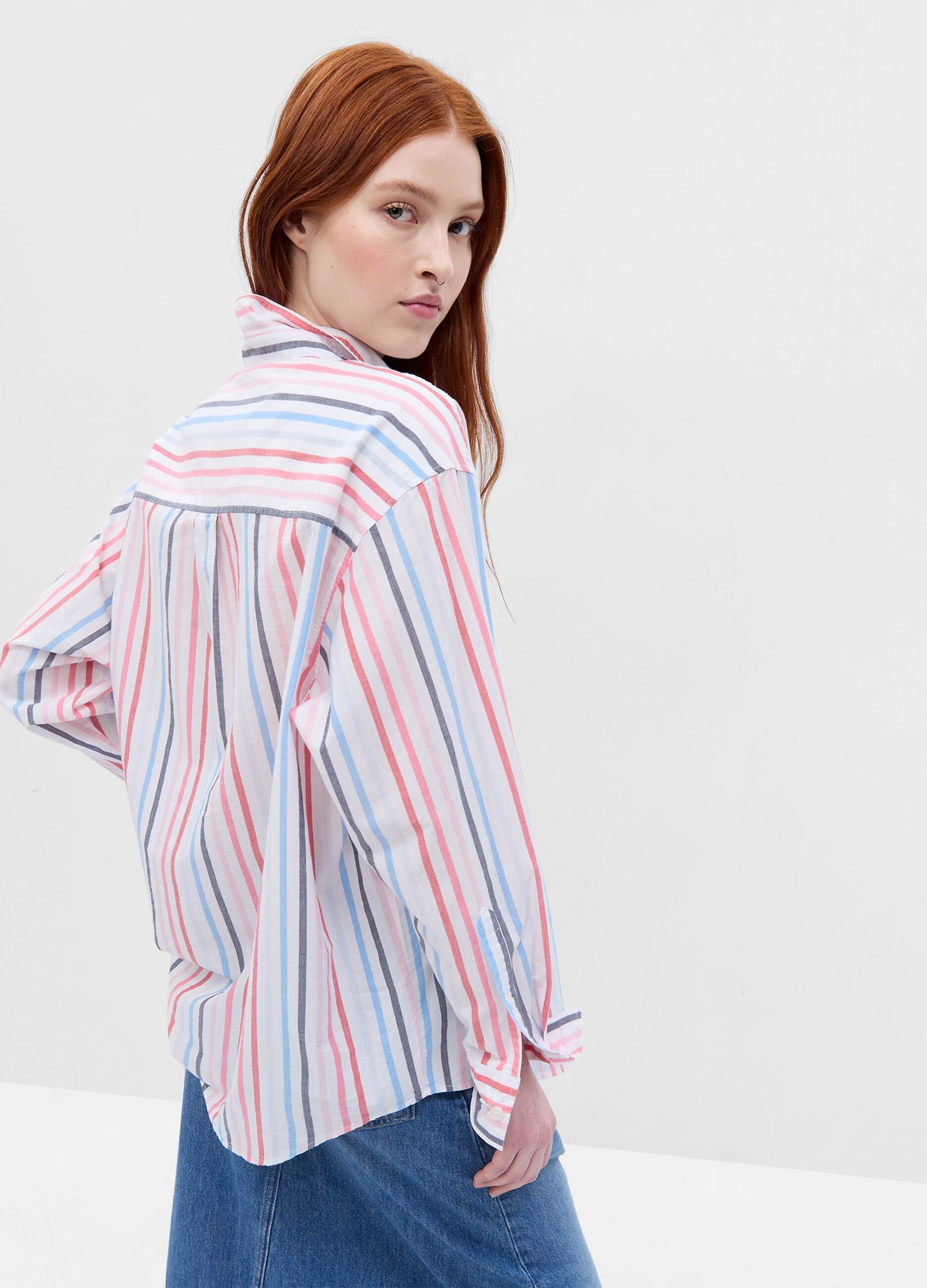 Oversized shirt with multicoloured stripes_1