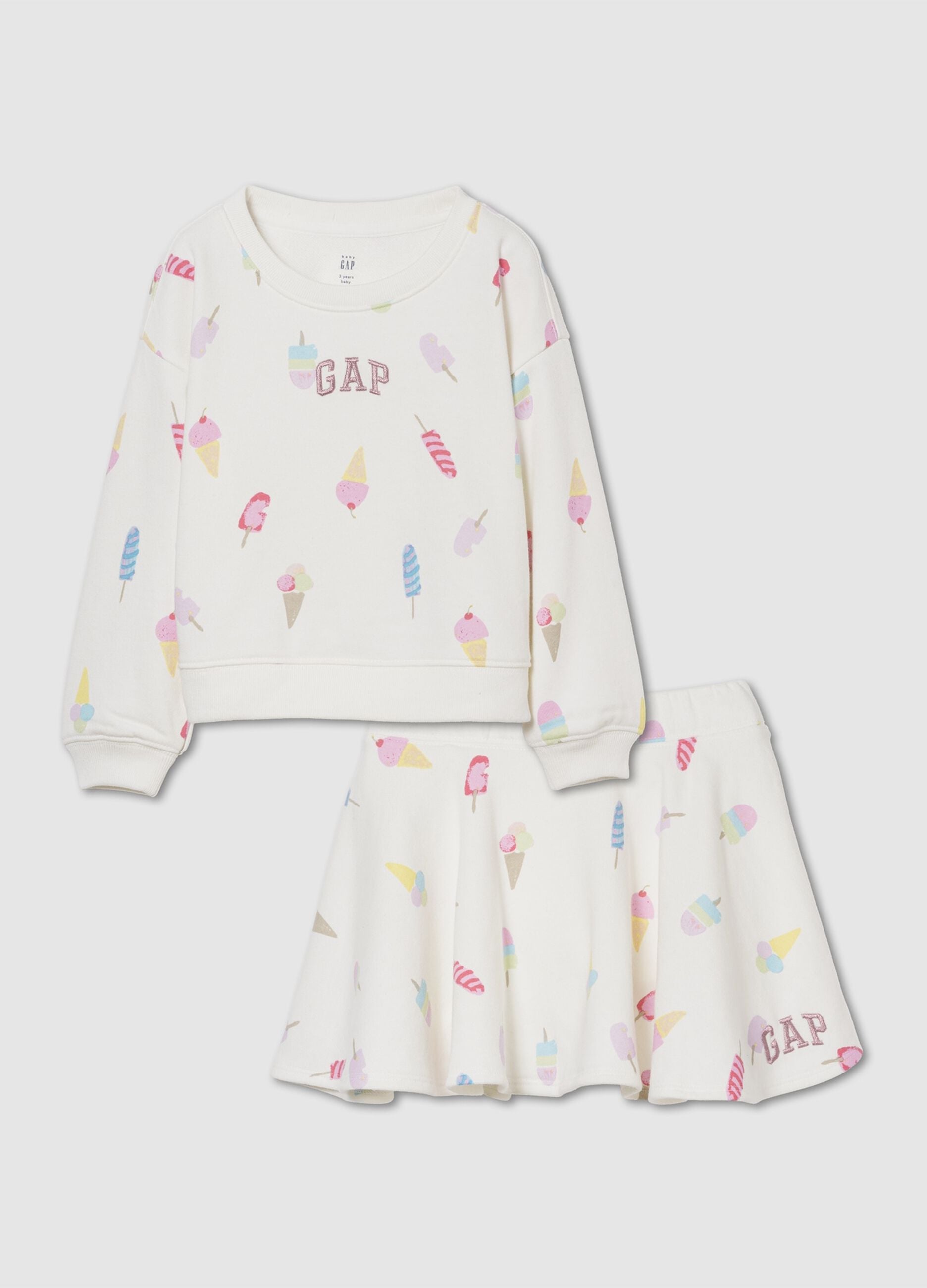 Set felpa e gonna in misto cotone con logo GAP