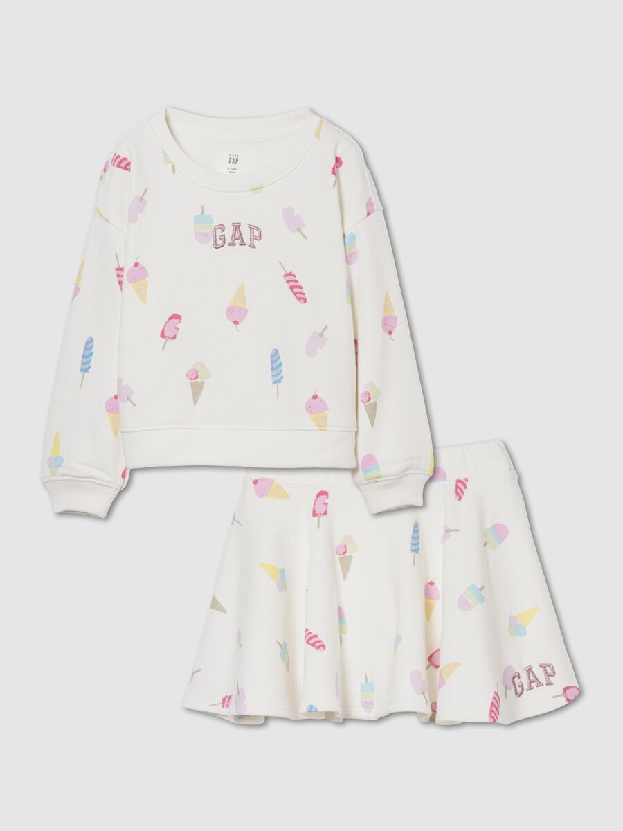 Set felpa e gonna in misto cotone con logo GAP Bimba_0