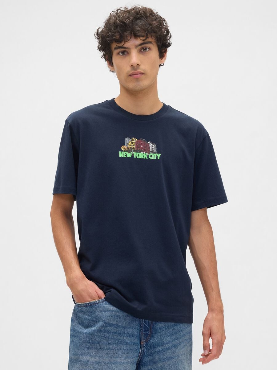 T-shirt in puro cotone con stampa frontale Uomo_0