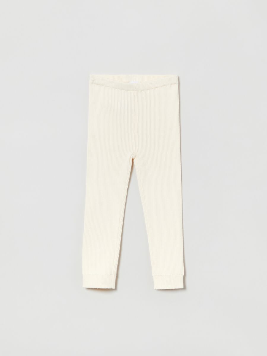 Leggings in cotone a costina Bimba_0