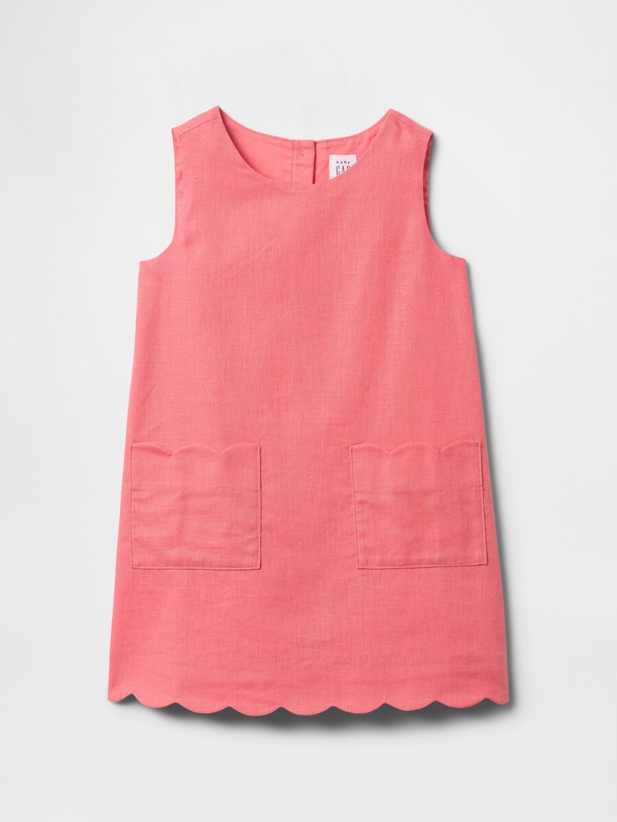 Abito senza maniche rosa con orlo smerlato Bimba_1