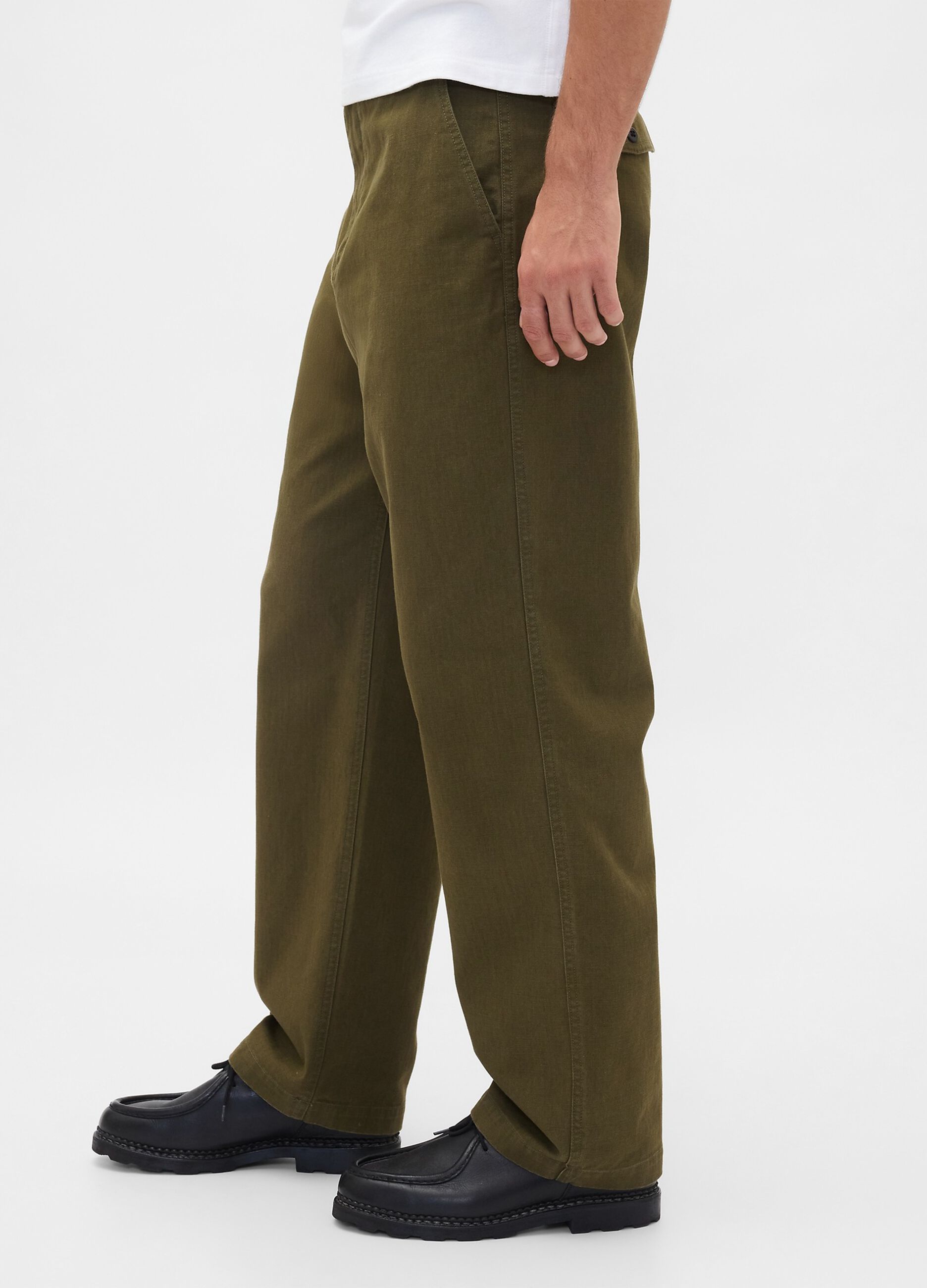 Pantaloni verdi regular in cotone_3