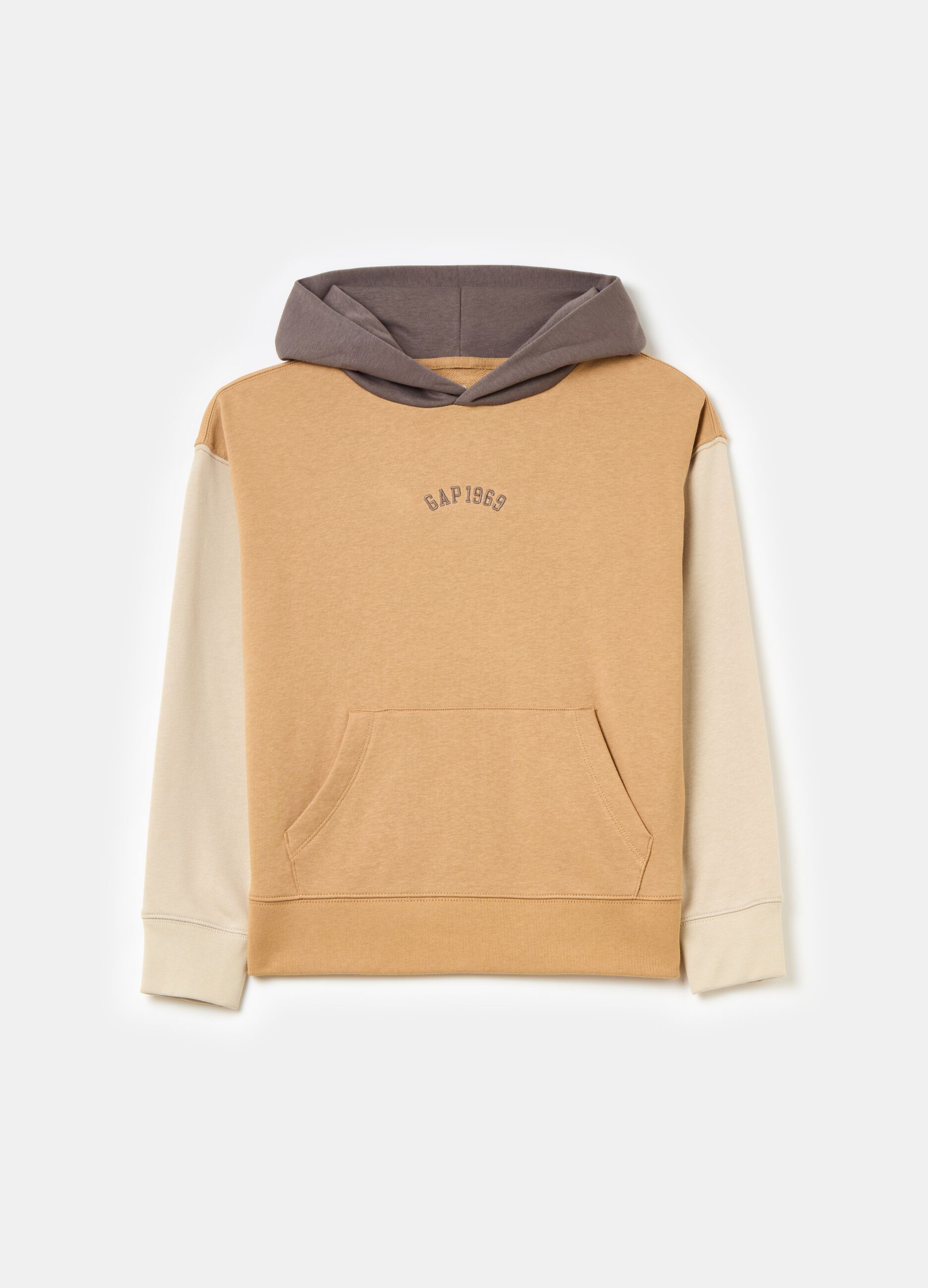 Colour block hoodie with embroidered logo