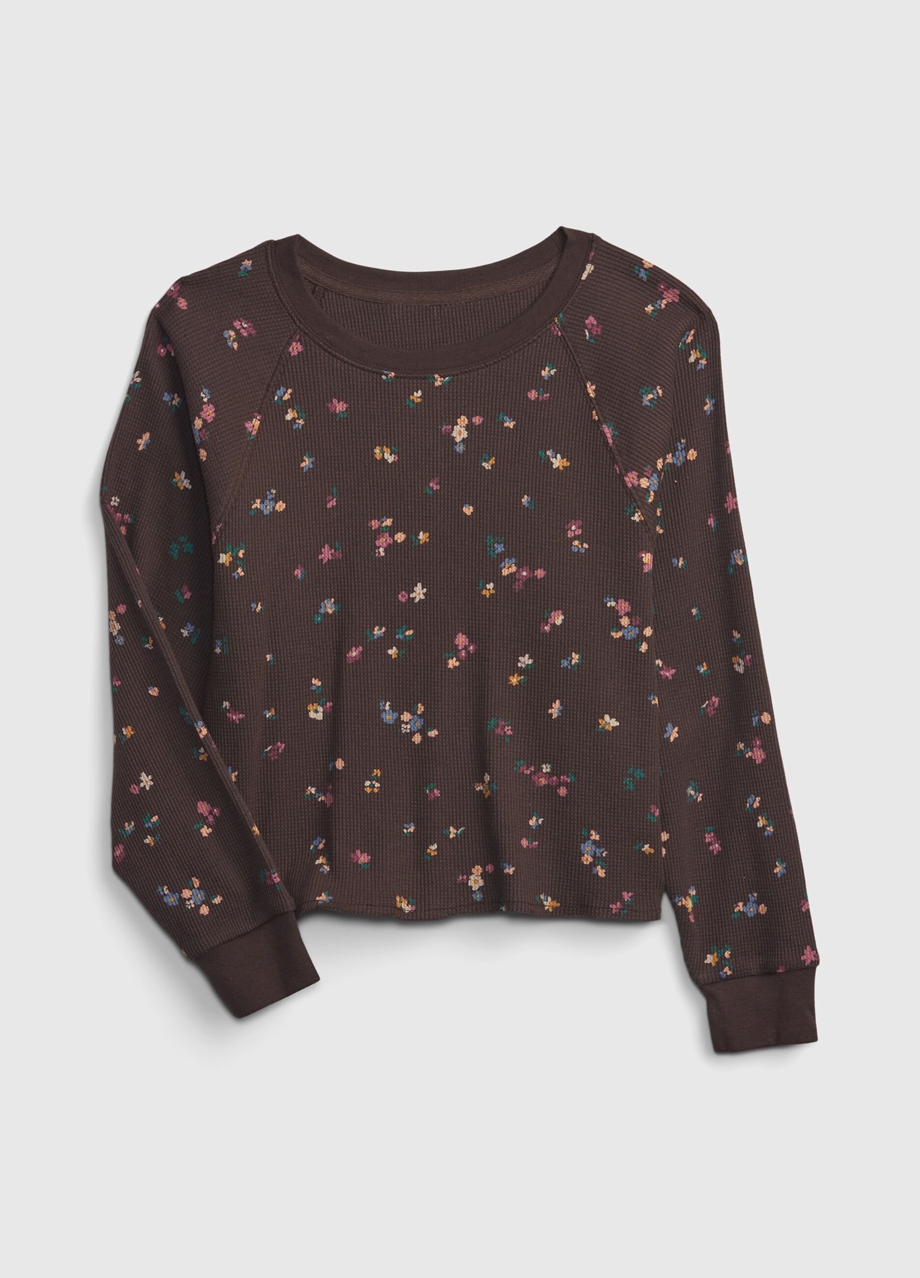 Long-sleeved T-shirt with waffle weave