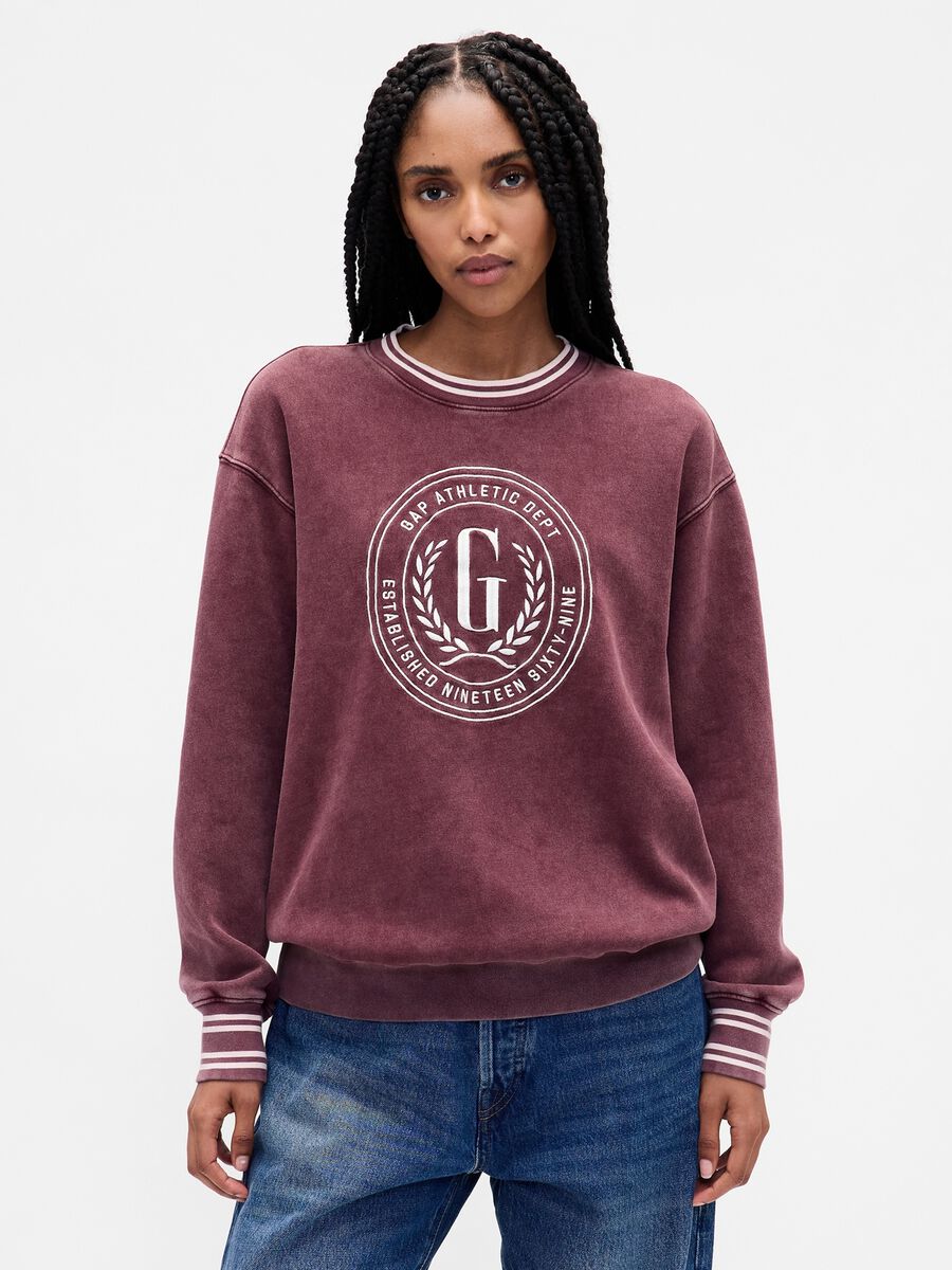 Purple Crew Neck Sweatshirt Woman_0