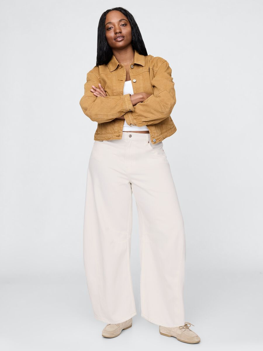 Pantaloni ampi bianchi in cotone Donna_4