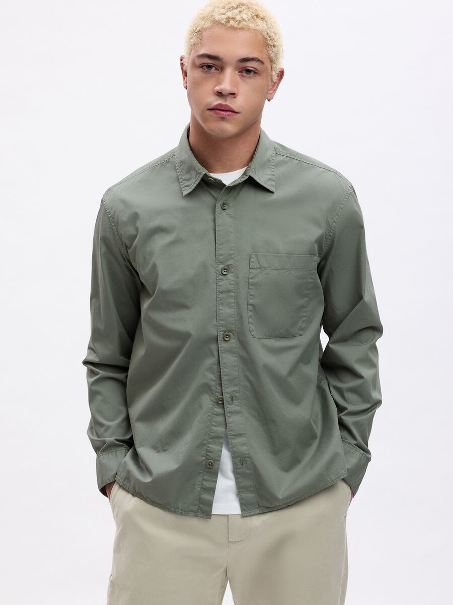 Regular-fit twill shirt with pocket Man_1