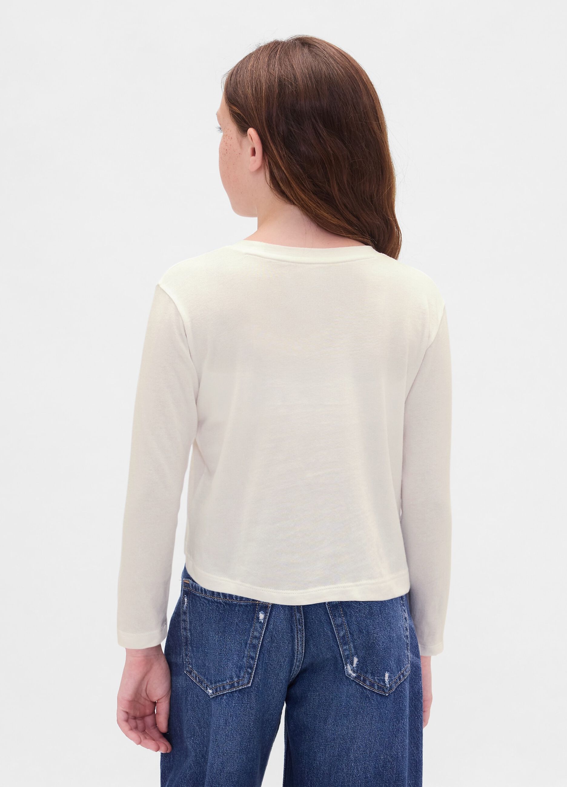 T-shirt bianca a maniche lunghe con stampe