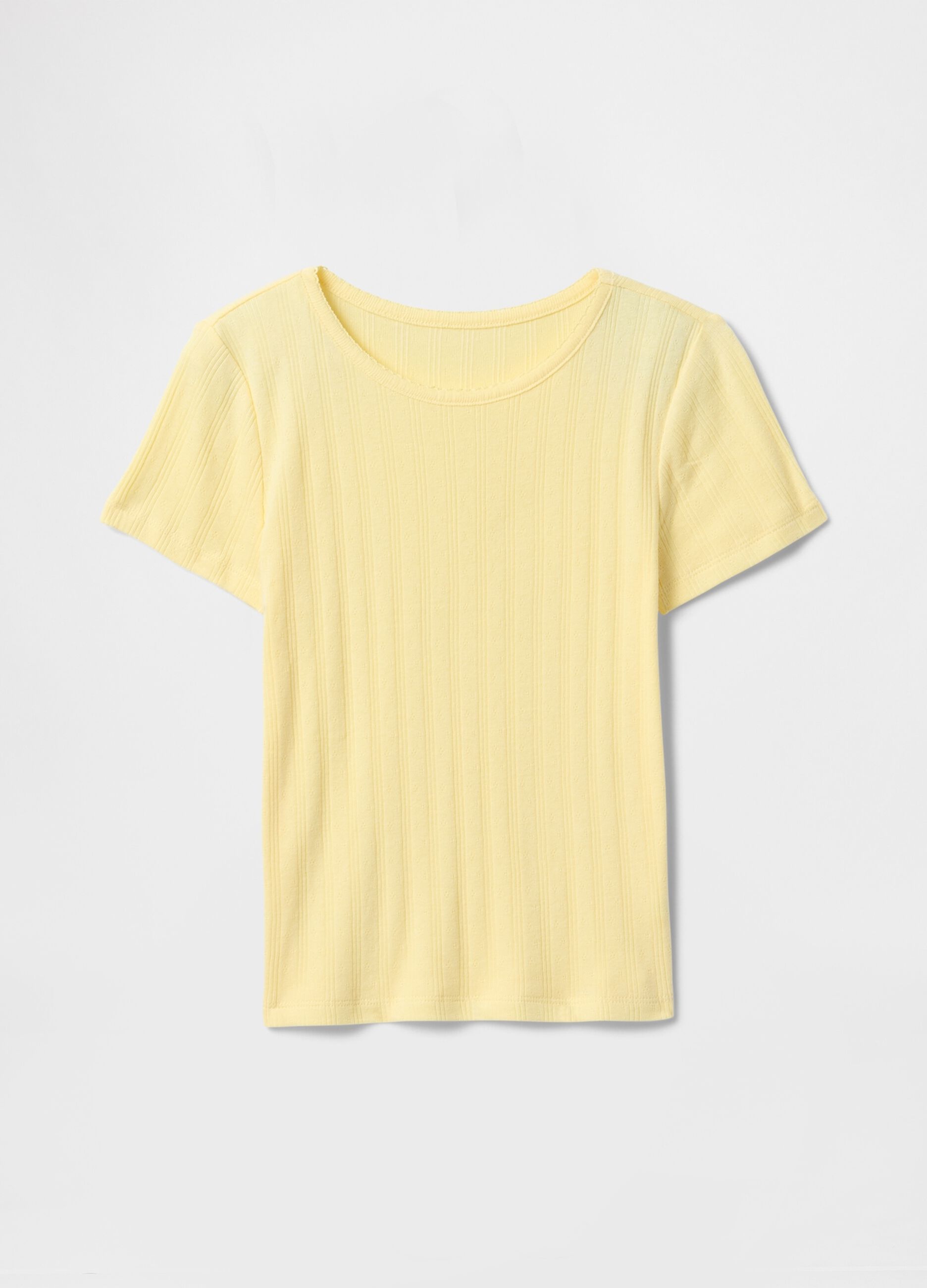 T-shirt a coste gialla con taglio aderente_2