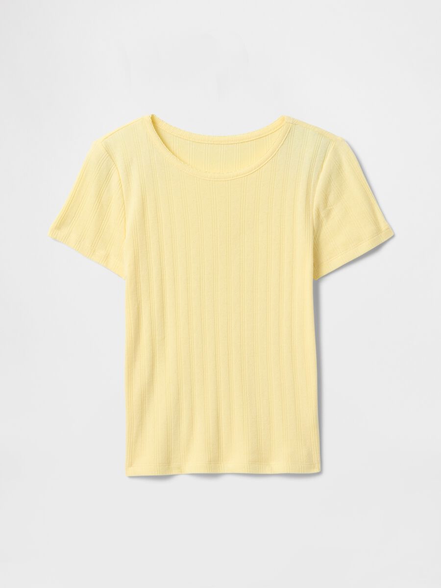 T-shirt a coste gialla con taglio aderente Girl_2