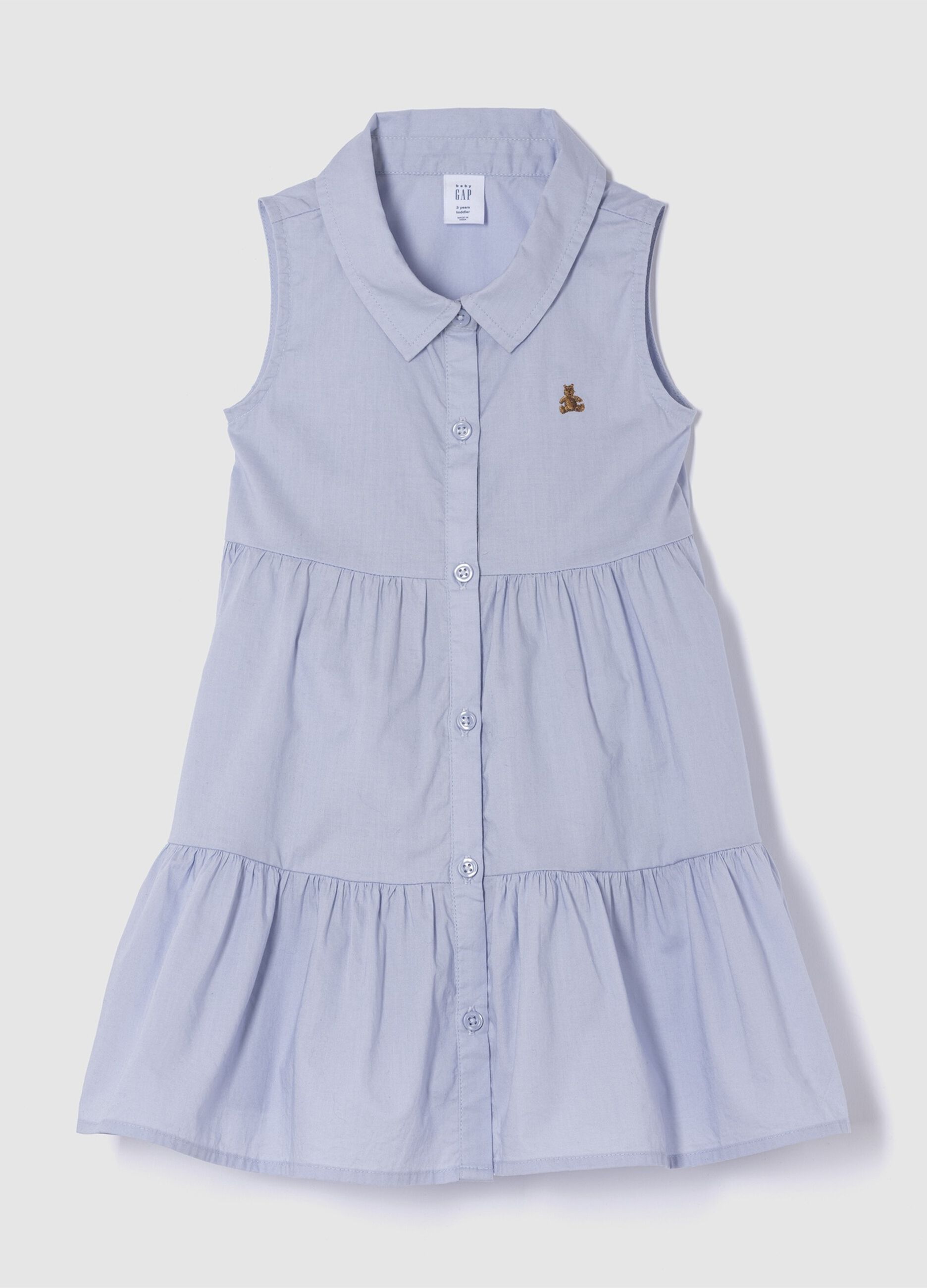 Abito blu in cotone a balze