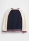 Cardigan blu e bianco in cotone_1