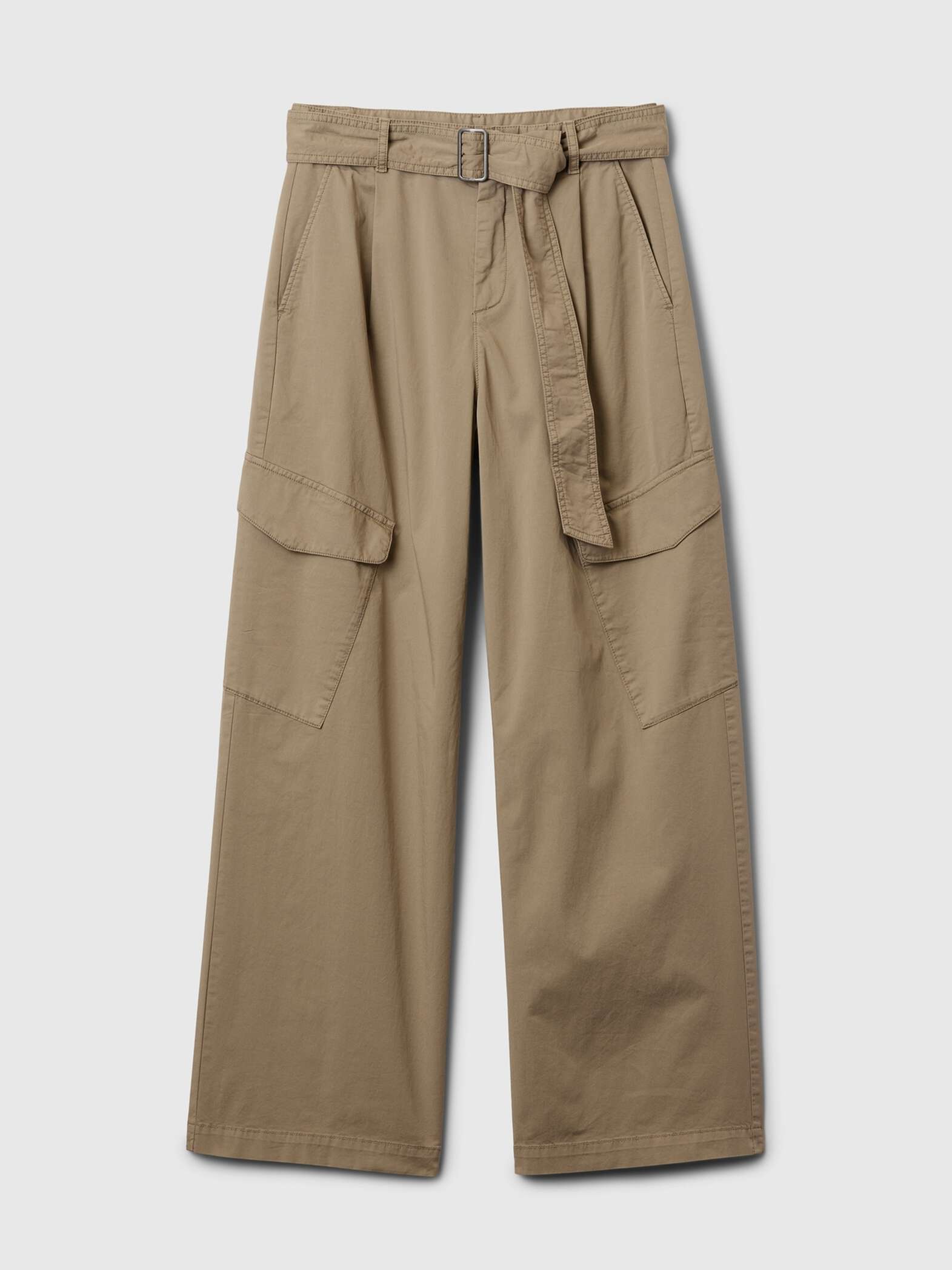 Pantalone cargo in twill stretch con cintura_7