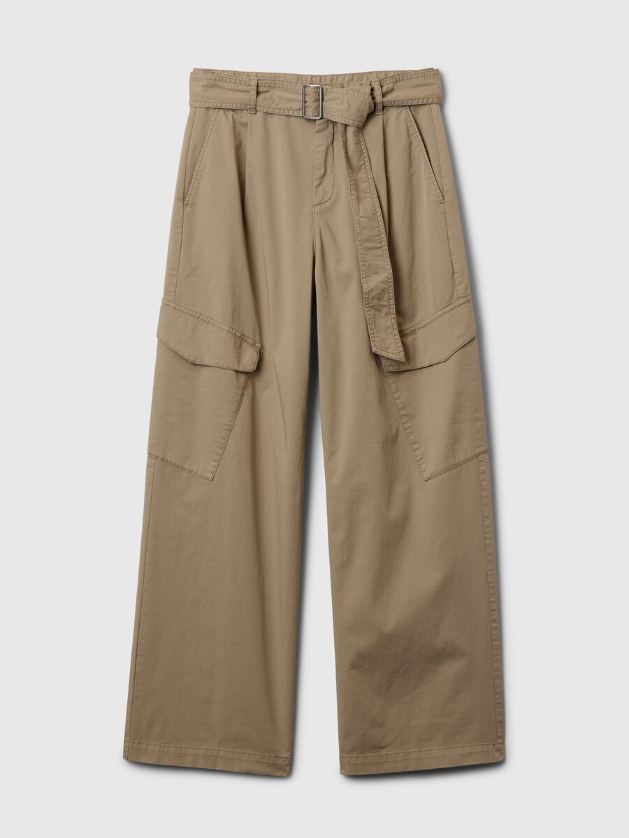 Pantalone cargo in twill stretch con cintura Donna_7