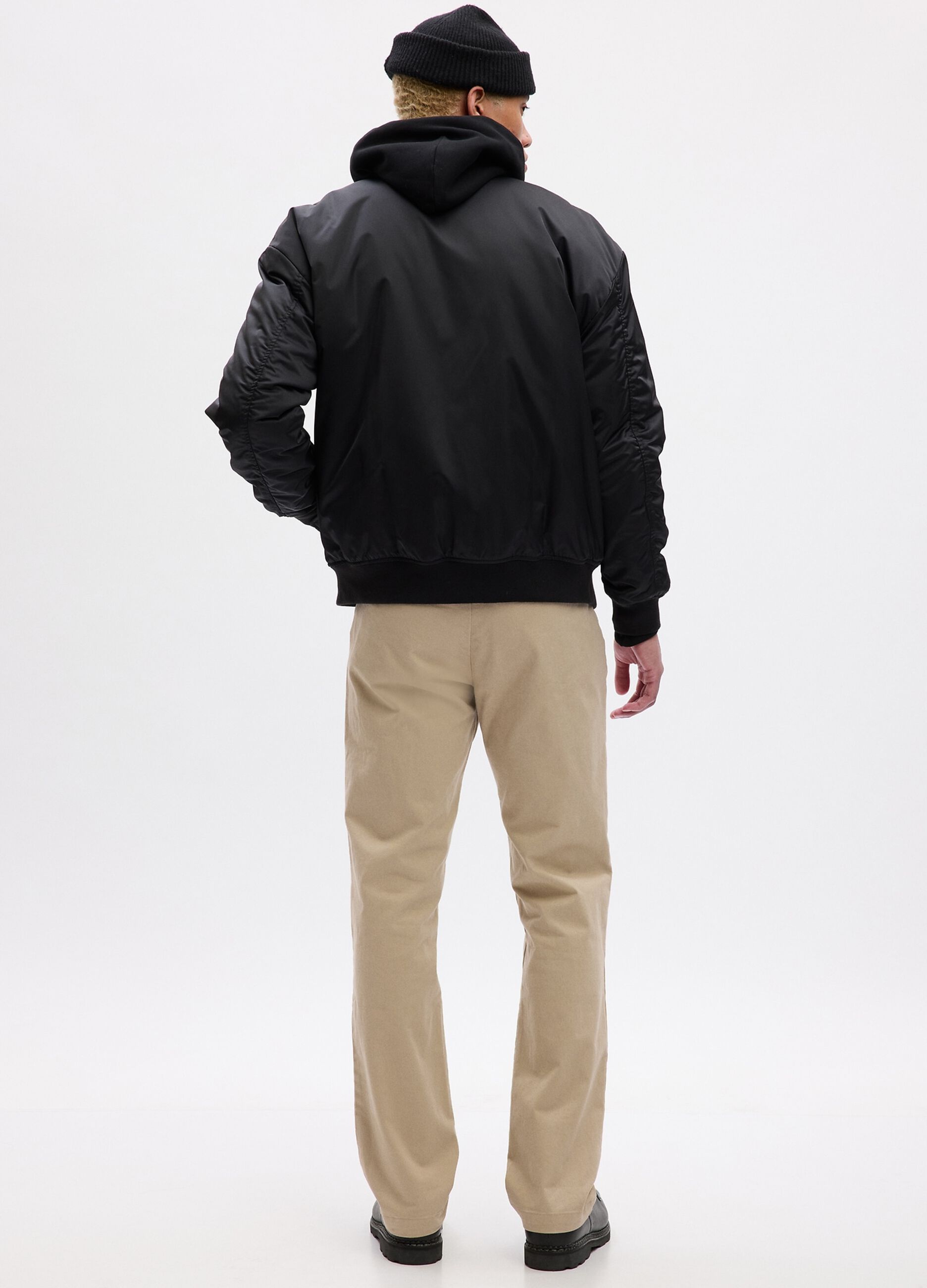 Pantaloni straight fit in cotone stretch_1