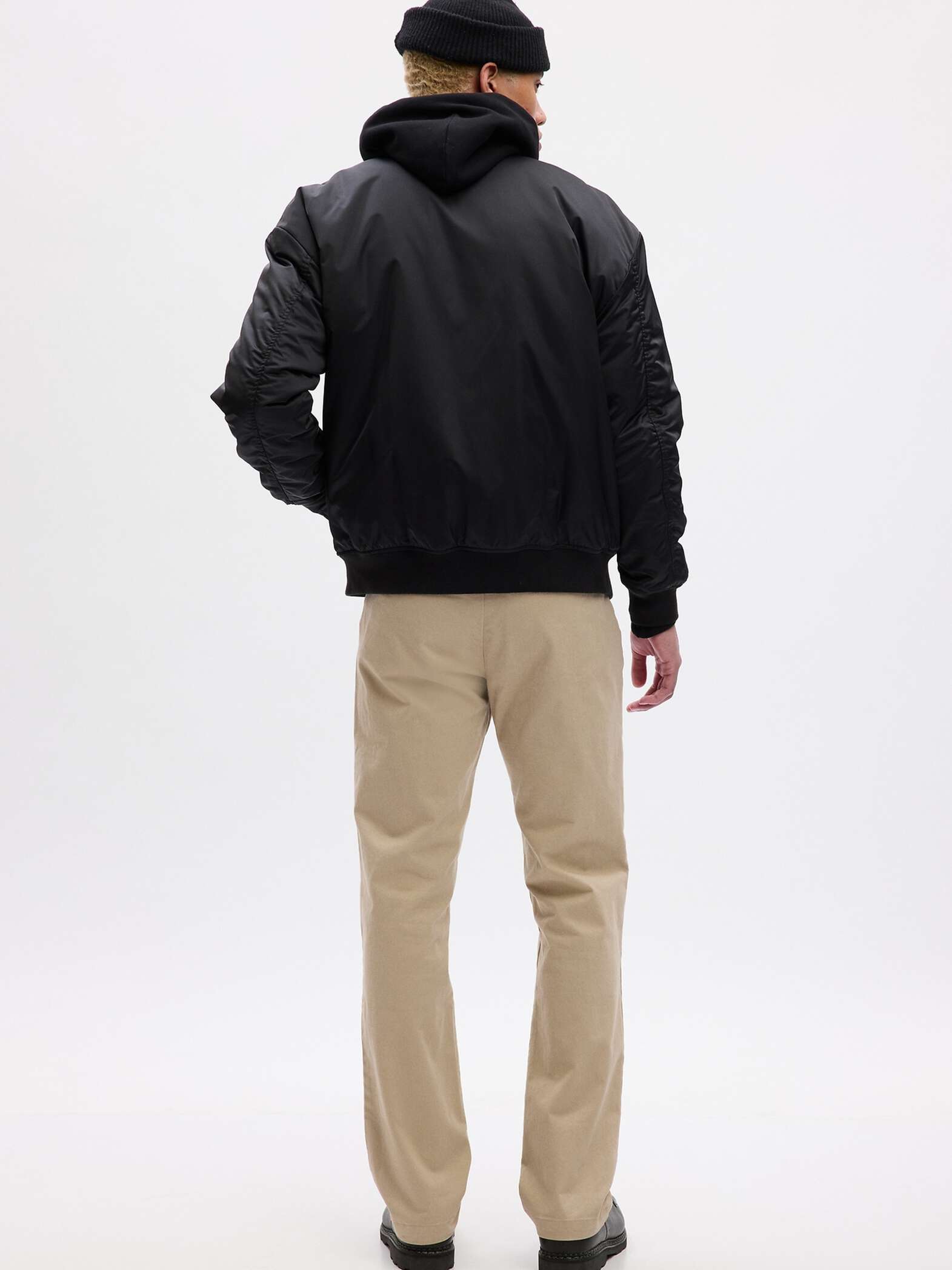 Pantaloni straight fit in cotone stretch_1
