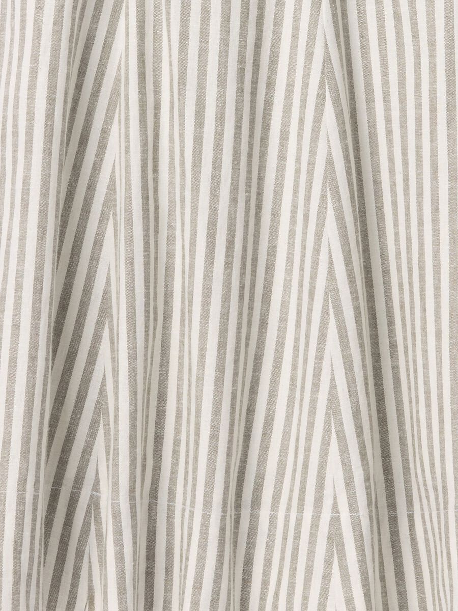Vestito a righe bianco e grigio in lino e viscosa Donna_6