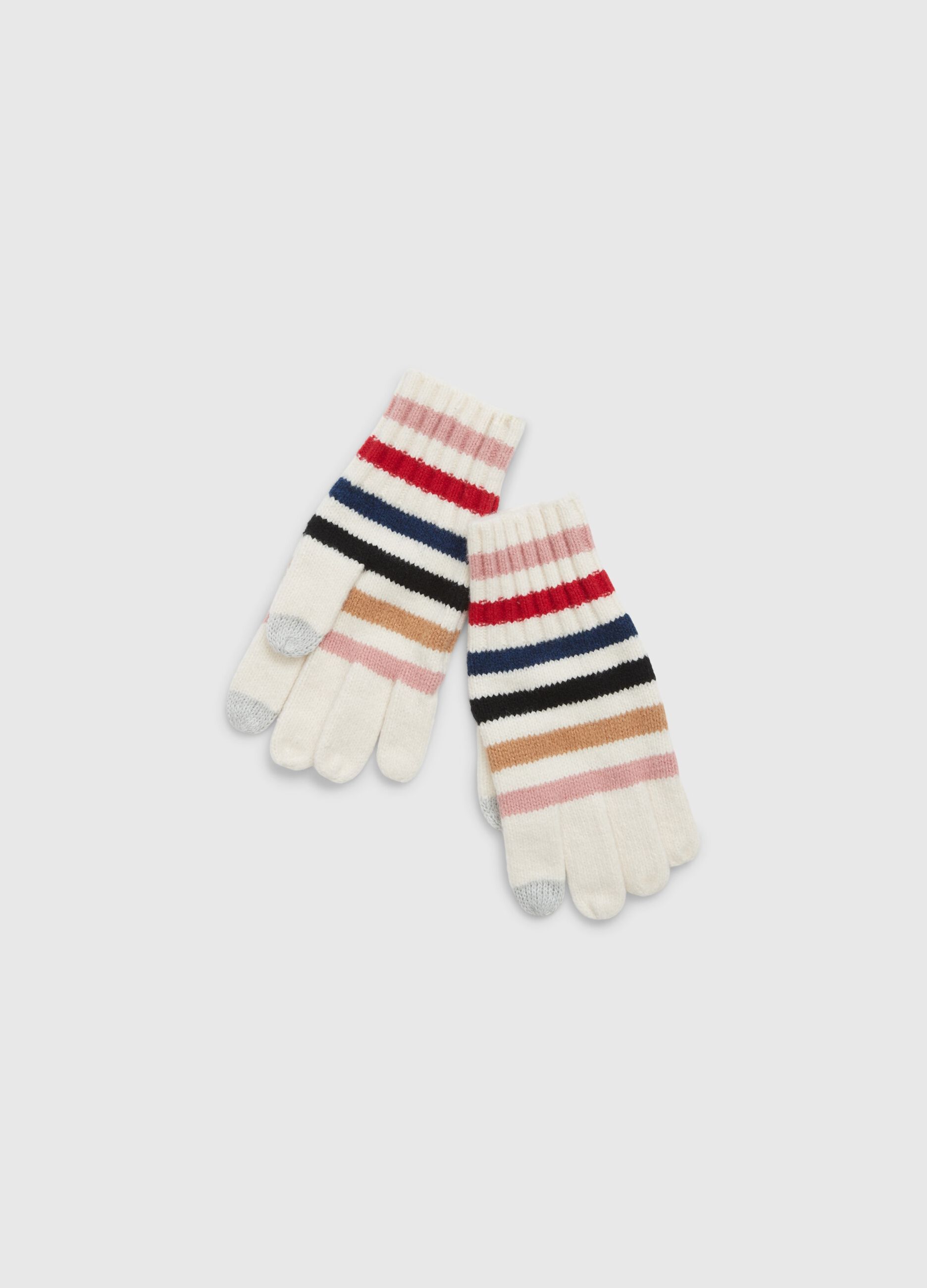 Touchscreen gloves with multicoloured stripes