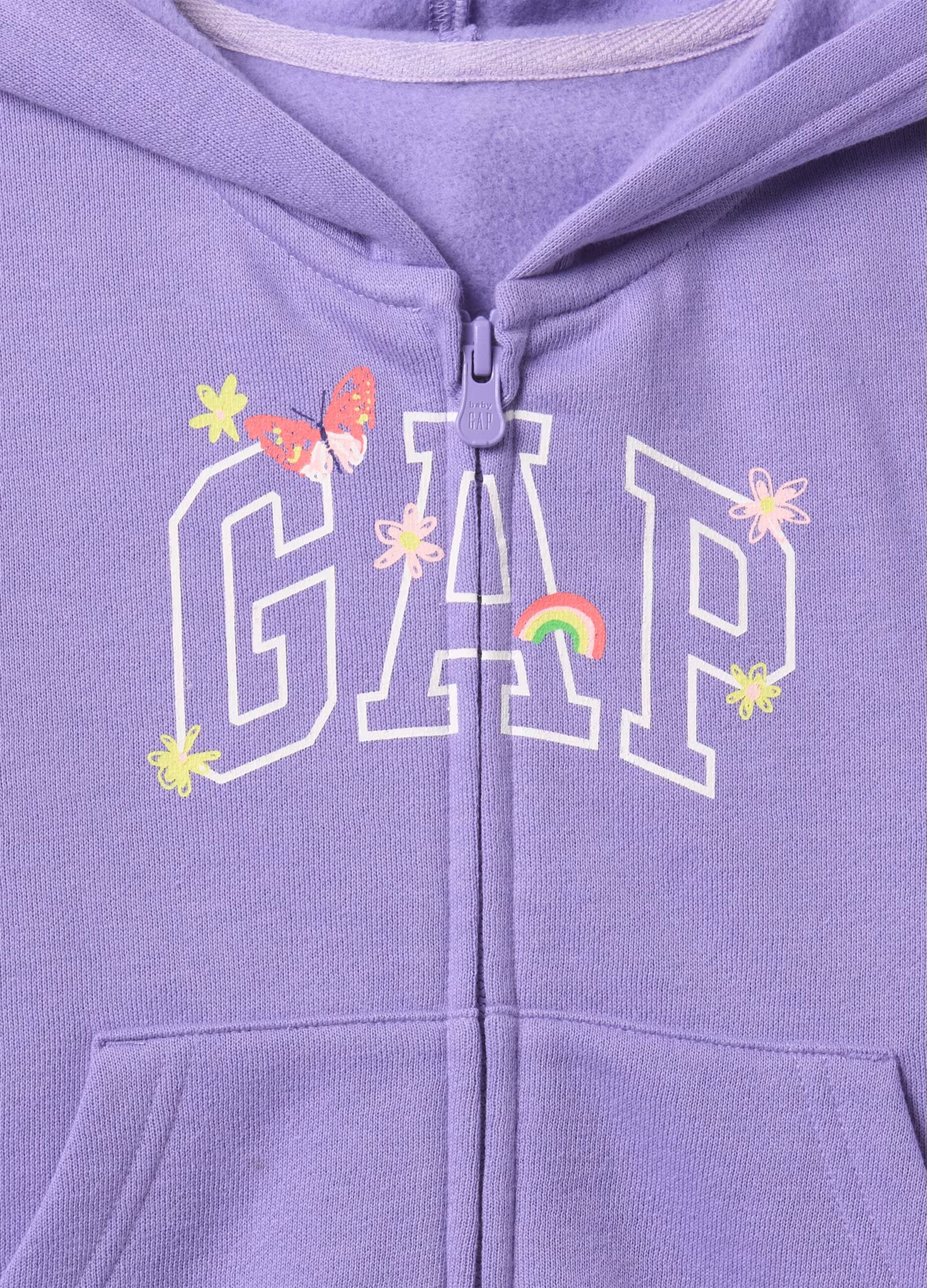Full-zip viola con cappuccio e stampa logo_2