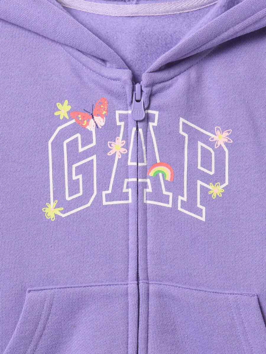 Felpa viola con cappuccio e logo GAP Bimba_2