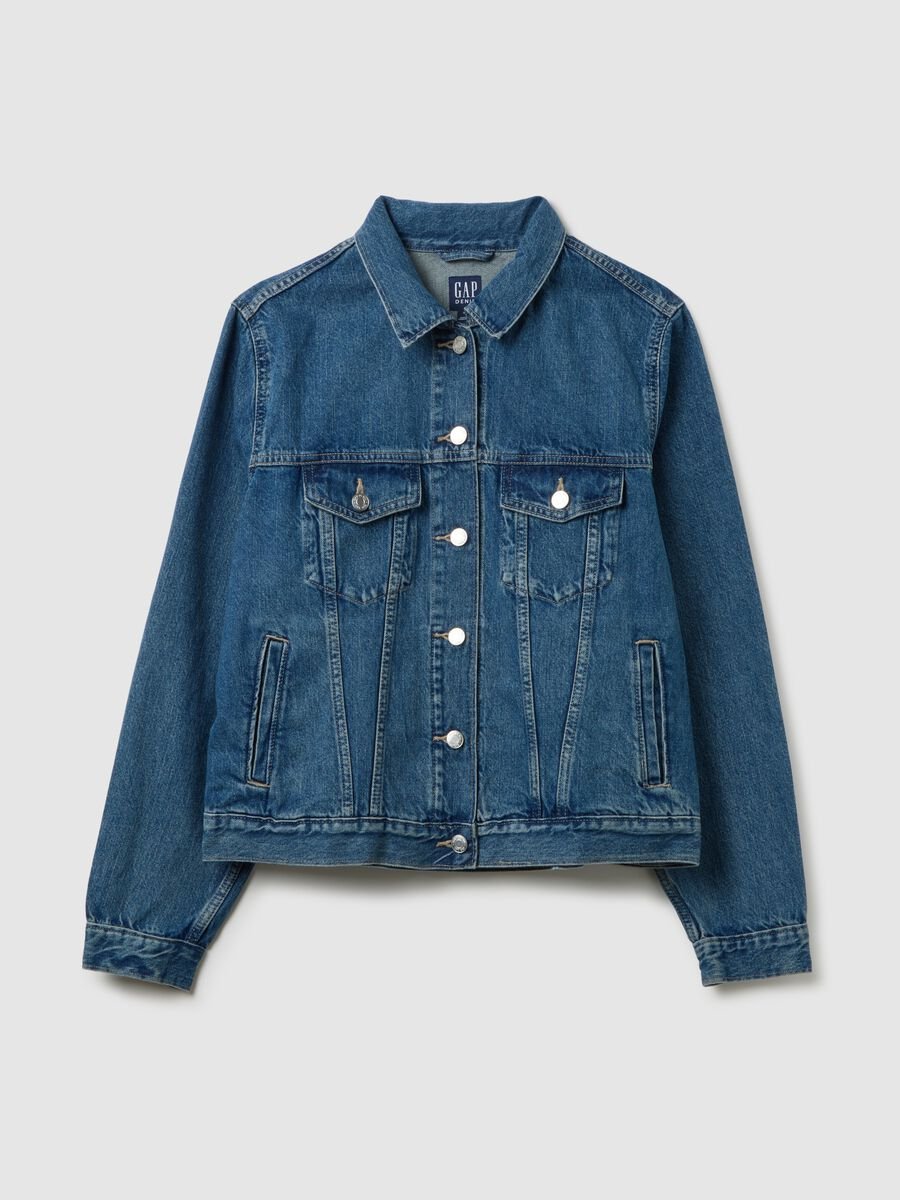 Giacca corta in denim acid wash Donna_0