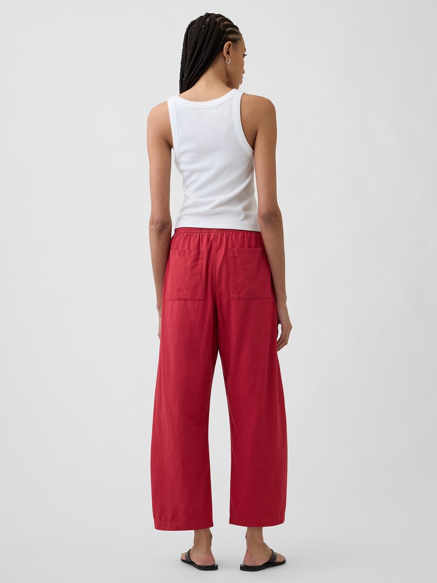 Pantaloni palazzo in misto lino Donna_1