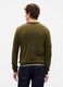 Maglione girocollo verde militare in misto cotone_1