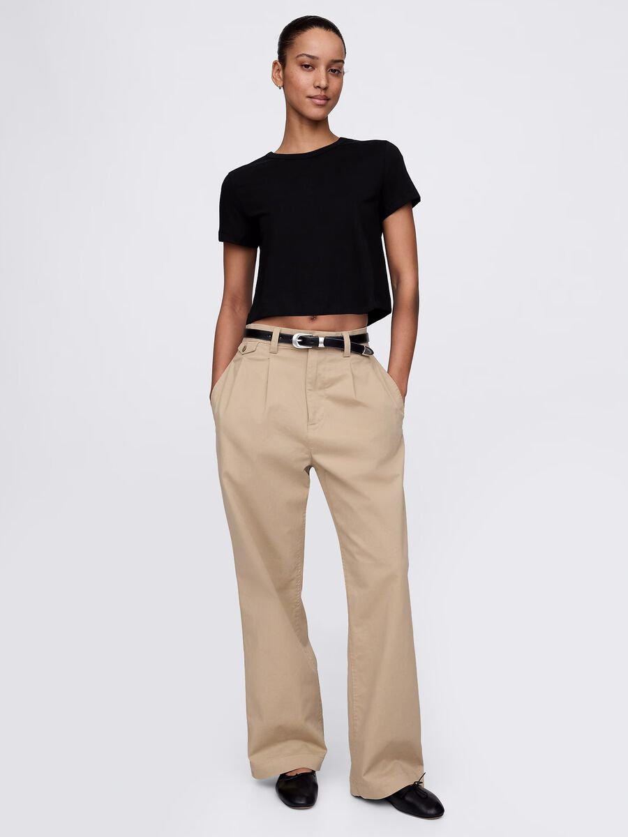Black Cropped Cotton T-shirt by Gap Woman_1