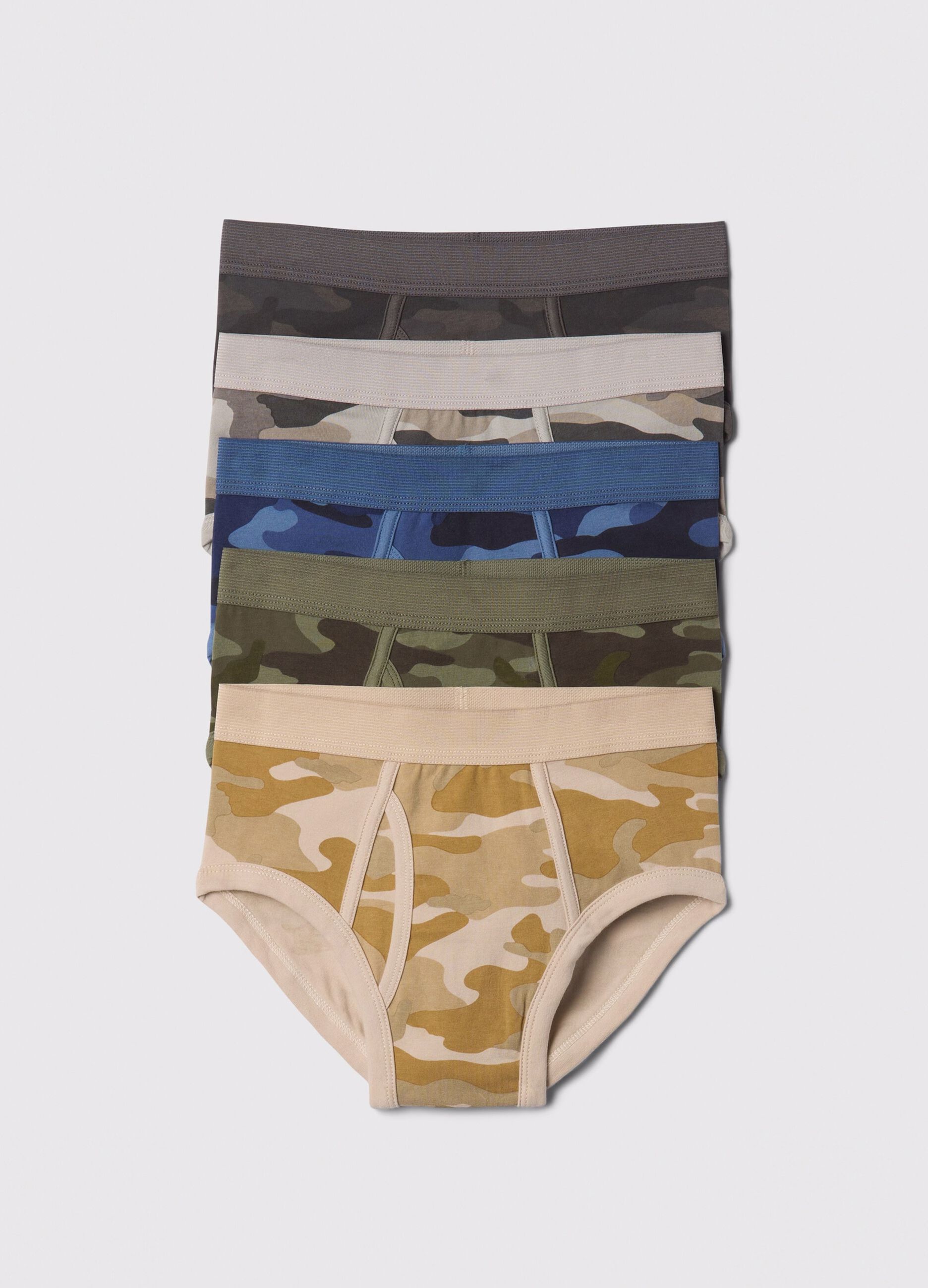 Multipack cinque slip verde e beige camouflage