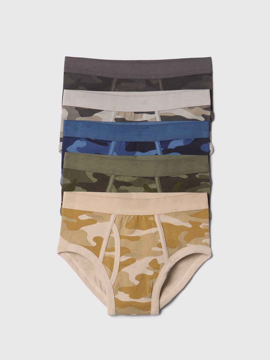 Multipack cinque slip verde e beige camouflage Bambino_0