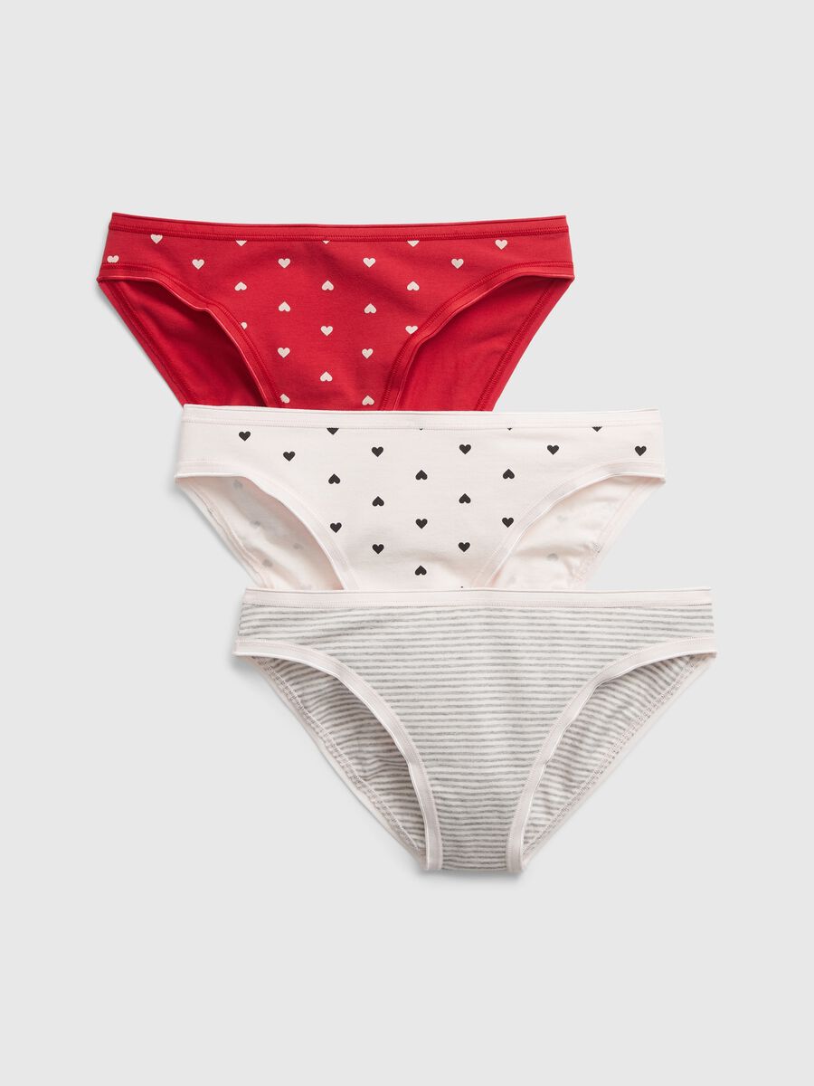 Three-pack briefs with heart and stripes print Woman_0