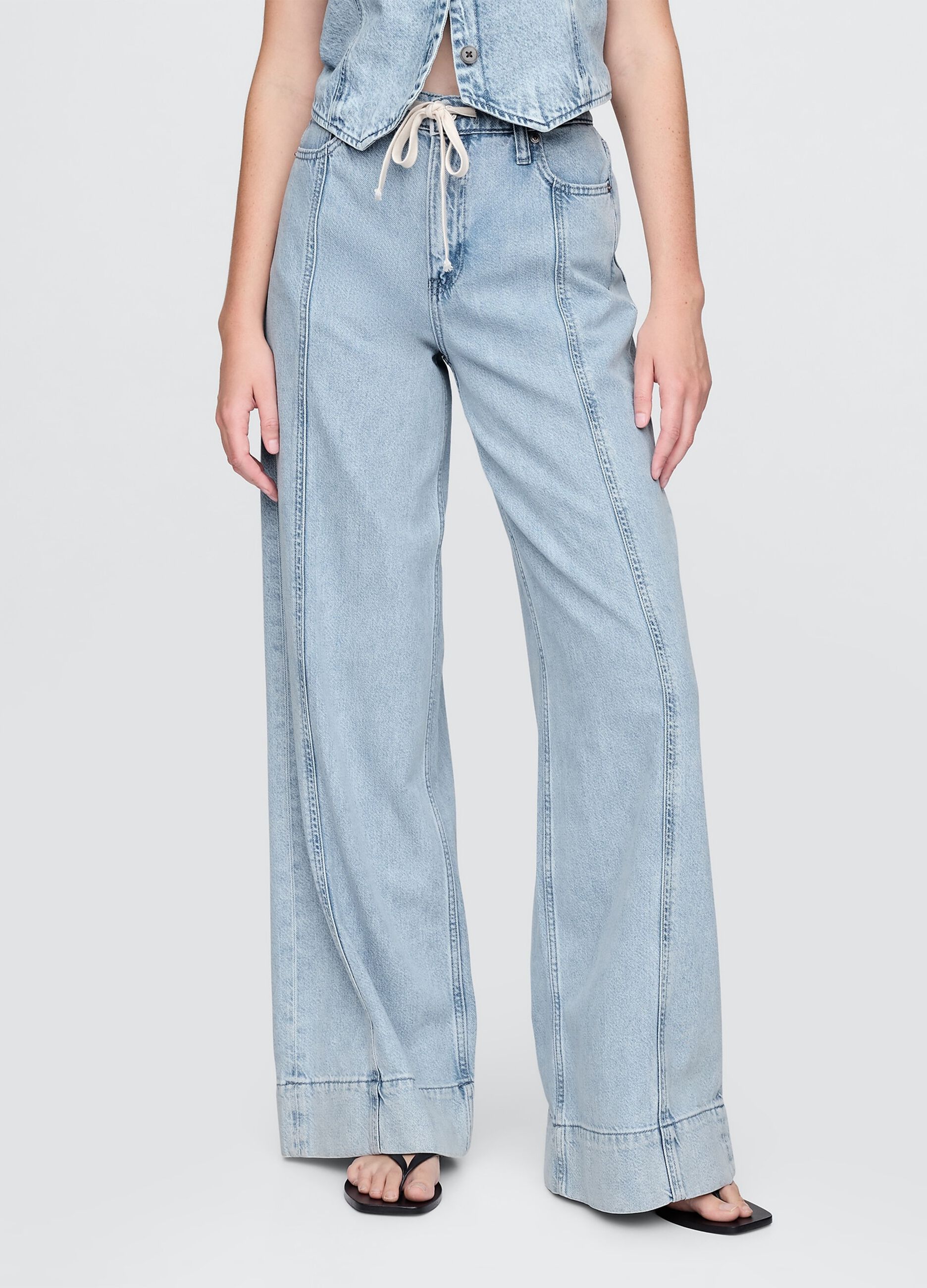 Pantaloni ampi in denim chiaro Gap_1